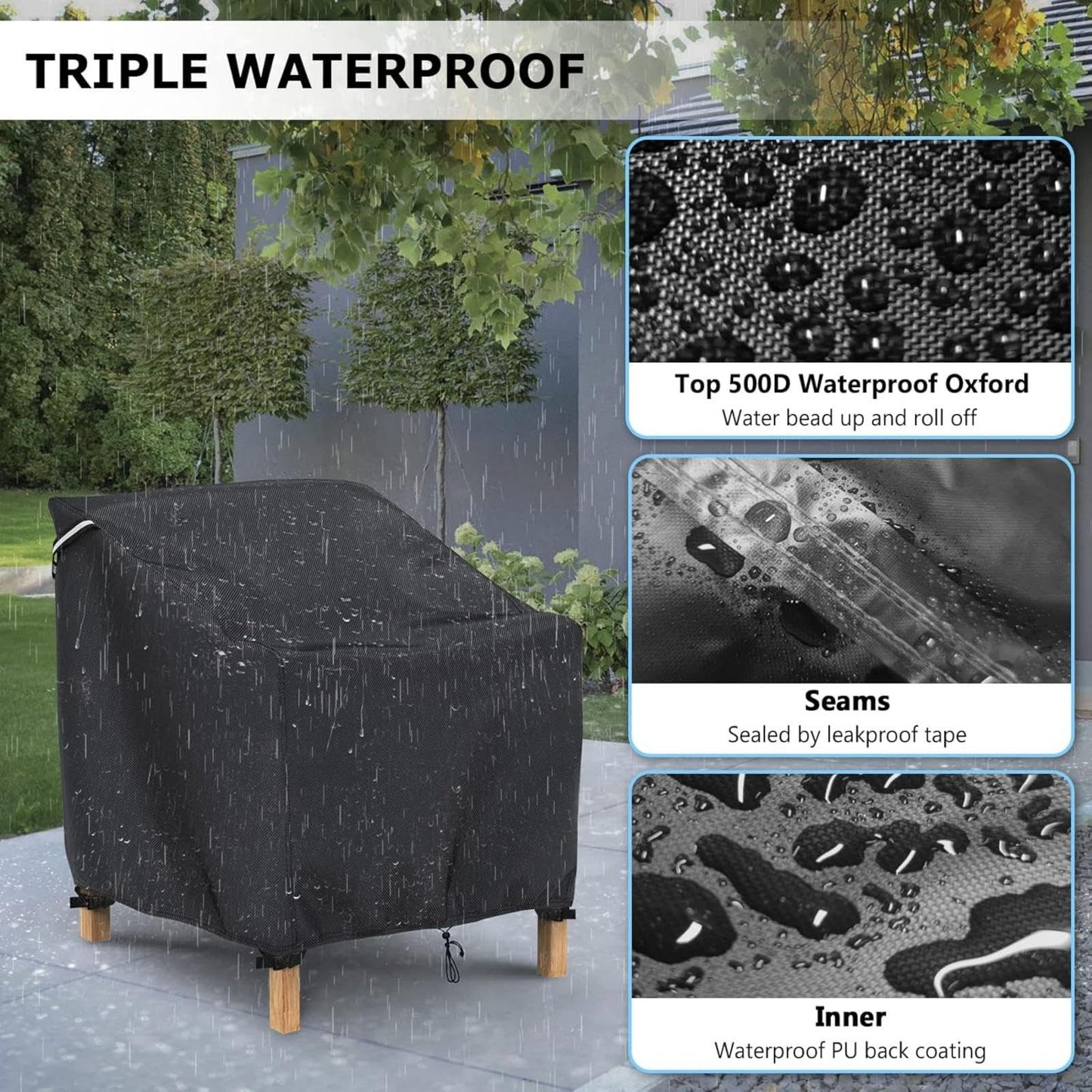 Gasadar Patio Chair Cover-2 Pack, Heavy Duty Waterproof UV Resistant Anti-Fading Chair Covers for Lawn Outdoor Furniture Chairs,33"W x 34"D x 31.1"H 🍁 All In One Marketplace Canada