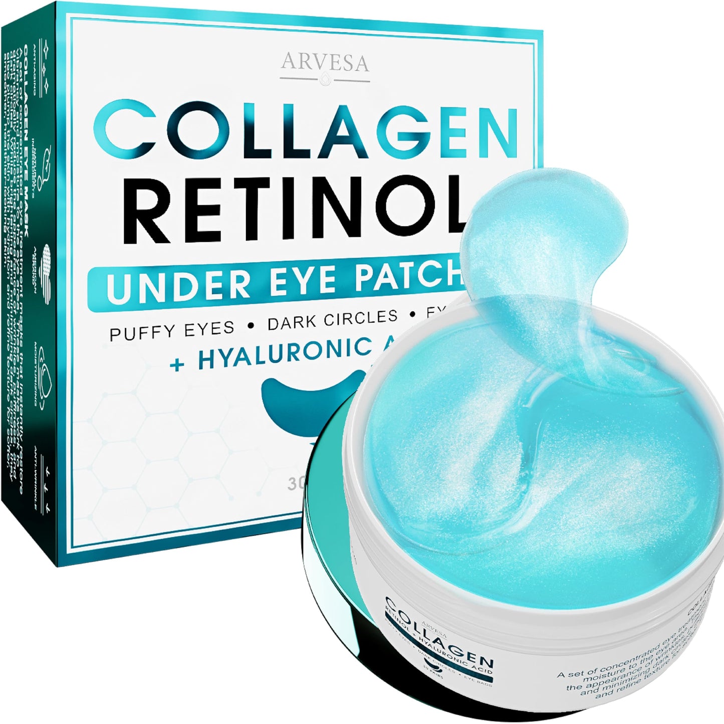 Under Eye Patches For Puffy Eyes And Dark Circles - Retinol Collagen Under Eye Masks - Reduce Wrinkles & Bags - Skin Treatment Pads - Anti Aging Moisturizer Mask For Women Gift - 60 Gel Pads 🍁 All In One Marketplace Canada
