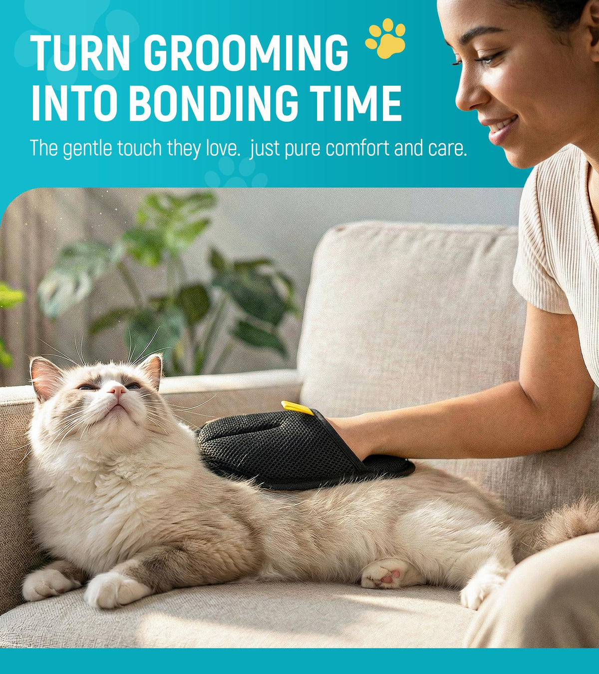 Bispoy Pet Hair Removal Glove for Dogs & Cats - Upgraded Reusable Electrostatic Pet Hair Glove, Pet Hair Remover Tool for Laundry, Couch, Carpet & Car Seat, Gentle Grooming Mitt 🍁 All In One Marketplace Canada