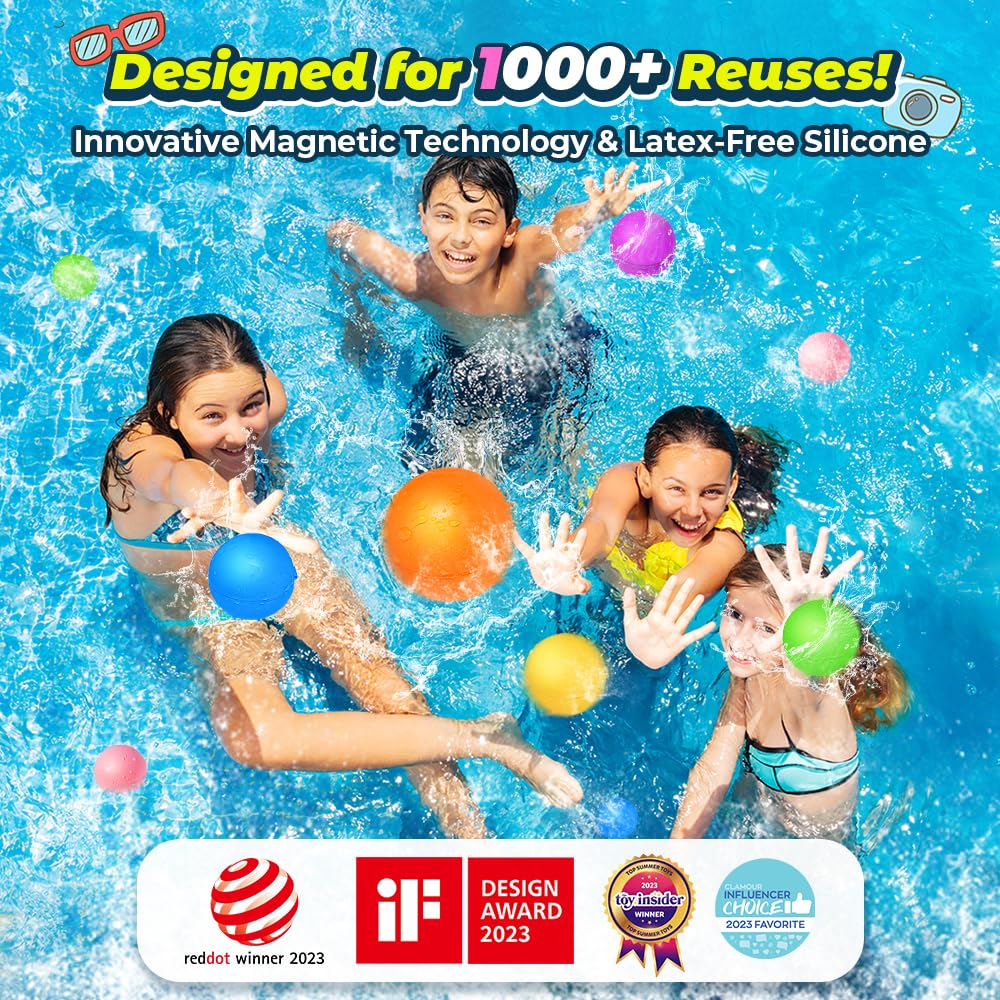 12Pcs Reusable Water Balloons, Pool Beach Water Toys for Boys and Girls, Outdoor Summer Toys for Kids Ages 3-12, Magnetic Water Ball for Outdoor Activities 🍁 All In One Marketplace Canada