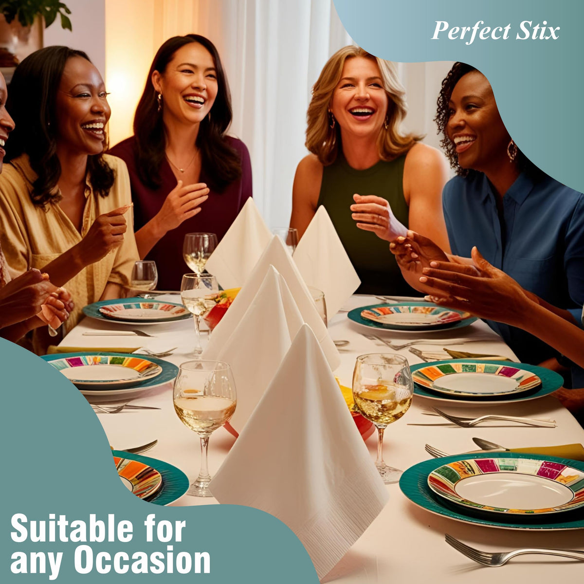 Perfect Stix White Dinner Napkin-300 2-Ply White Dinner Napkins, 0.1" Height, 17" width, 15" Length (Pack of 300) 🍁 All In One Marketplace Canada