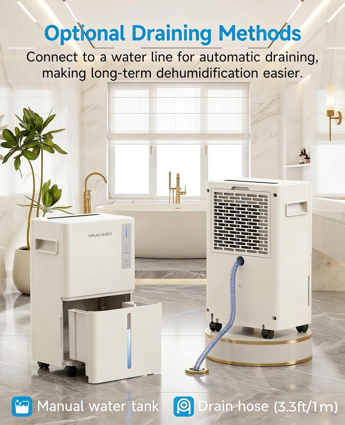 VEAGASO 1500 Sq.Ft Dehumidifier, 21 Pints Dehumidifiers for Basemens with Drain Hose & Humidity Control, Quiet Operation Dehumidifiers for Home, RV, Bathroom, Bedroom - 3 Modes & 24H Timer 🍁 All In One Marketplace Canada