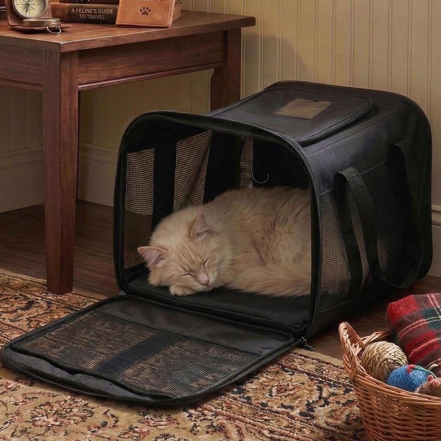 Conlun Cat Carrier Airline Approved, Soft-Sided Dog Carrier with Inner Safety Leash, Pet Transport Carrier for Small-Medium Cats Puppies up to 15 Lbs, Collapsible Travel Kitten Carrier Bag -Black M 🍁 All In One Marketplace Canada