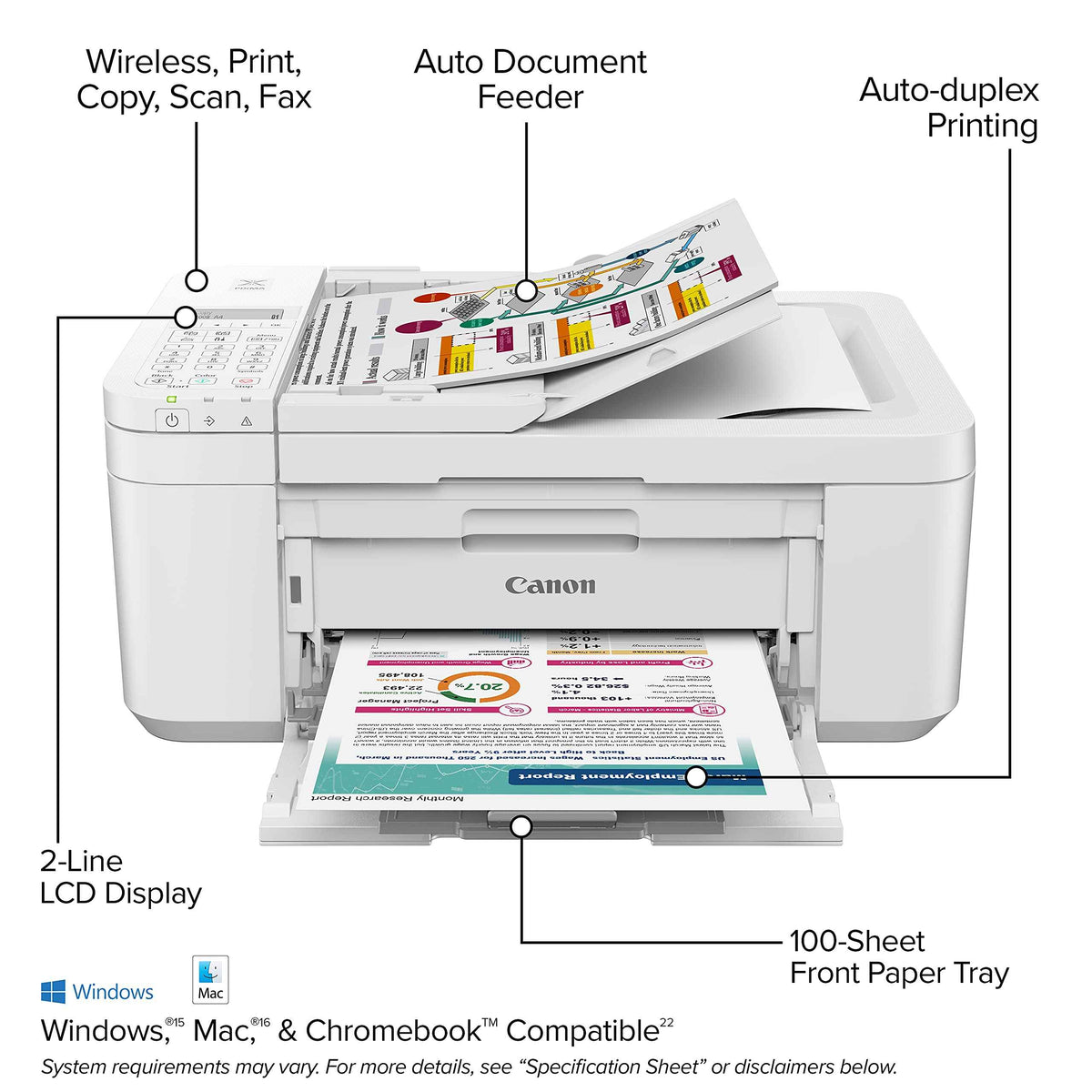 Canon PIXMA TR4720 All-in-One Wireless Printer Home use, with Auto Document Feeder, Mobile Printing and Built-in Fax, White 🍁 All In One Marketplace Canada