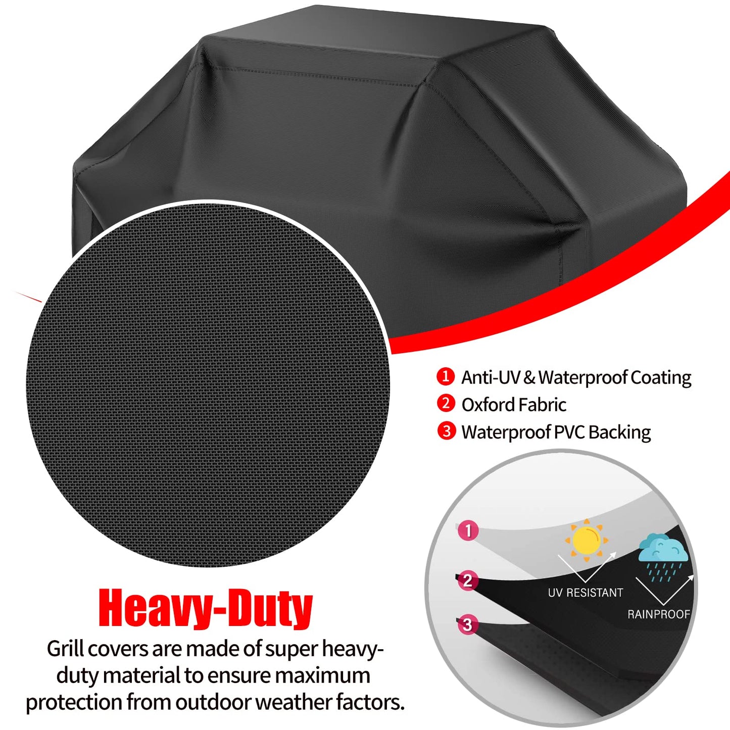 Grill Cover, 52 inch BBQ Gas Grill Cover Waterproof Weather Resistant, UV and Fade Resistant, UV Resistant Material for Weber Char-Broil Nexgrill Grills and More, Black 🍁 All In One Marketplace Canada