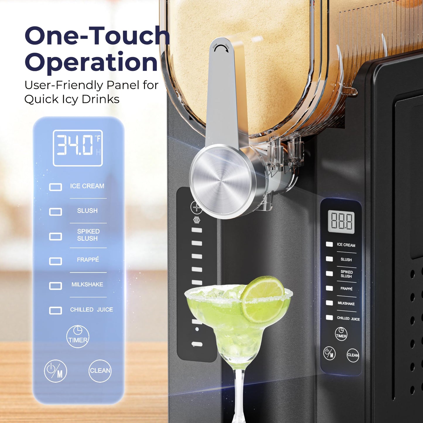 Slushie Machine, No Ice Needed Slushy Maker for Home, Real-Time Temp Display, Frozen Drink Maker with 6 Preset Programs for Ice Cream, Frappés, Milk Shake and More, Black, 1 Pack+3Modes 🍁 All In One Marketplace Canada