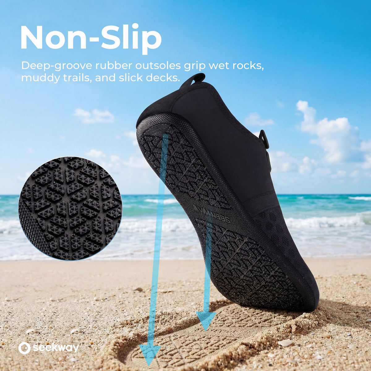 SEEKWAY Water Shoes Women Men Quick-Dry Beach Aqua Socks Barefoot Non Slip Swim Pool Outdoor Surf River Lake Yoga SK001 Black Size 11.5-12.5 W/10.5-11.5 M 🍁 All In One Marketplace Canada