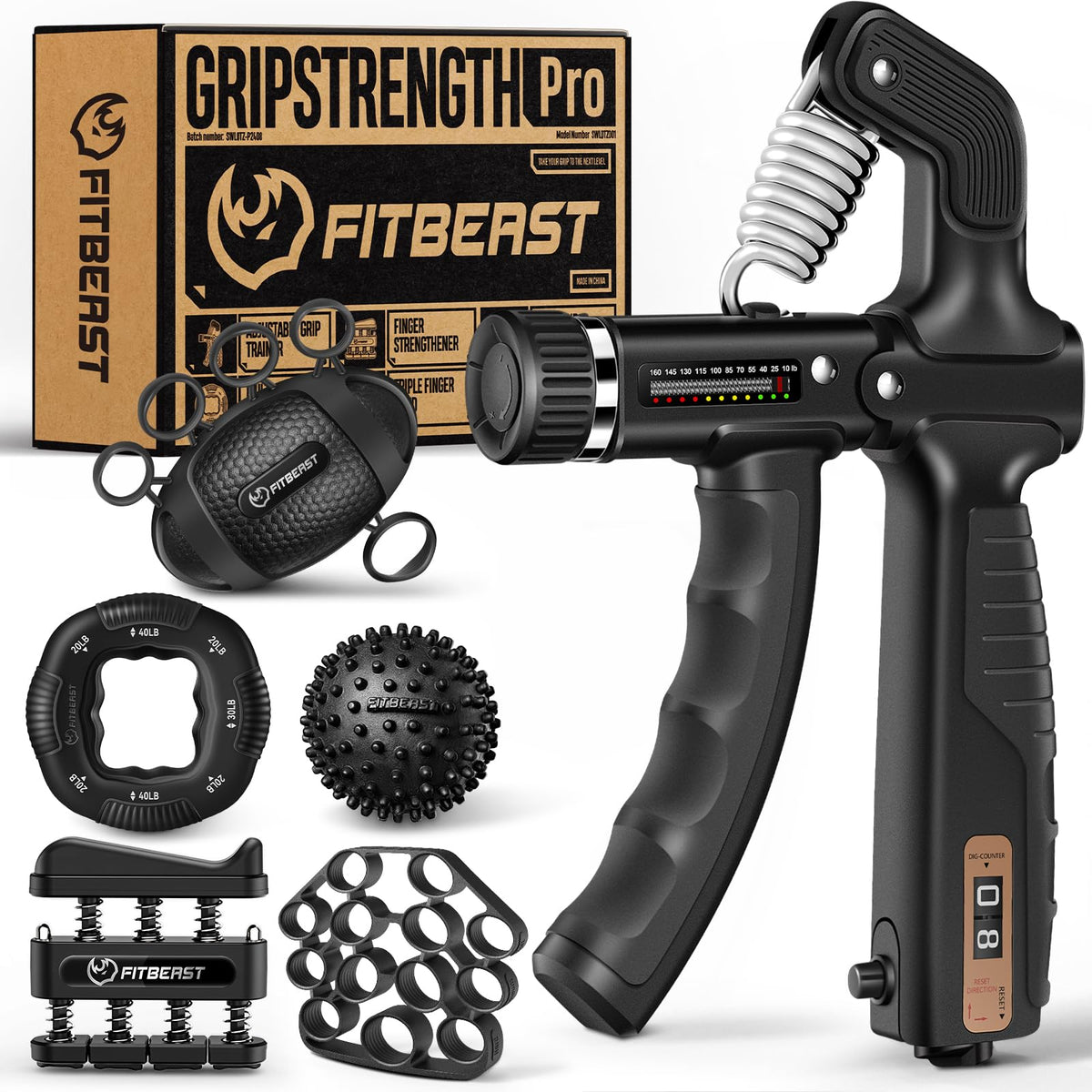 FitBeast Grip Strength Trainer, Hand Gripper Strengthener Kit - 6 Pack with Adjustable Resistance Forearm Strengthener, Forearm Exerciser and Massage Balls for Hand Therapy, Grip Training and Recovery 🍁 All In One Marketplace Canada