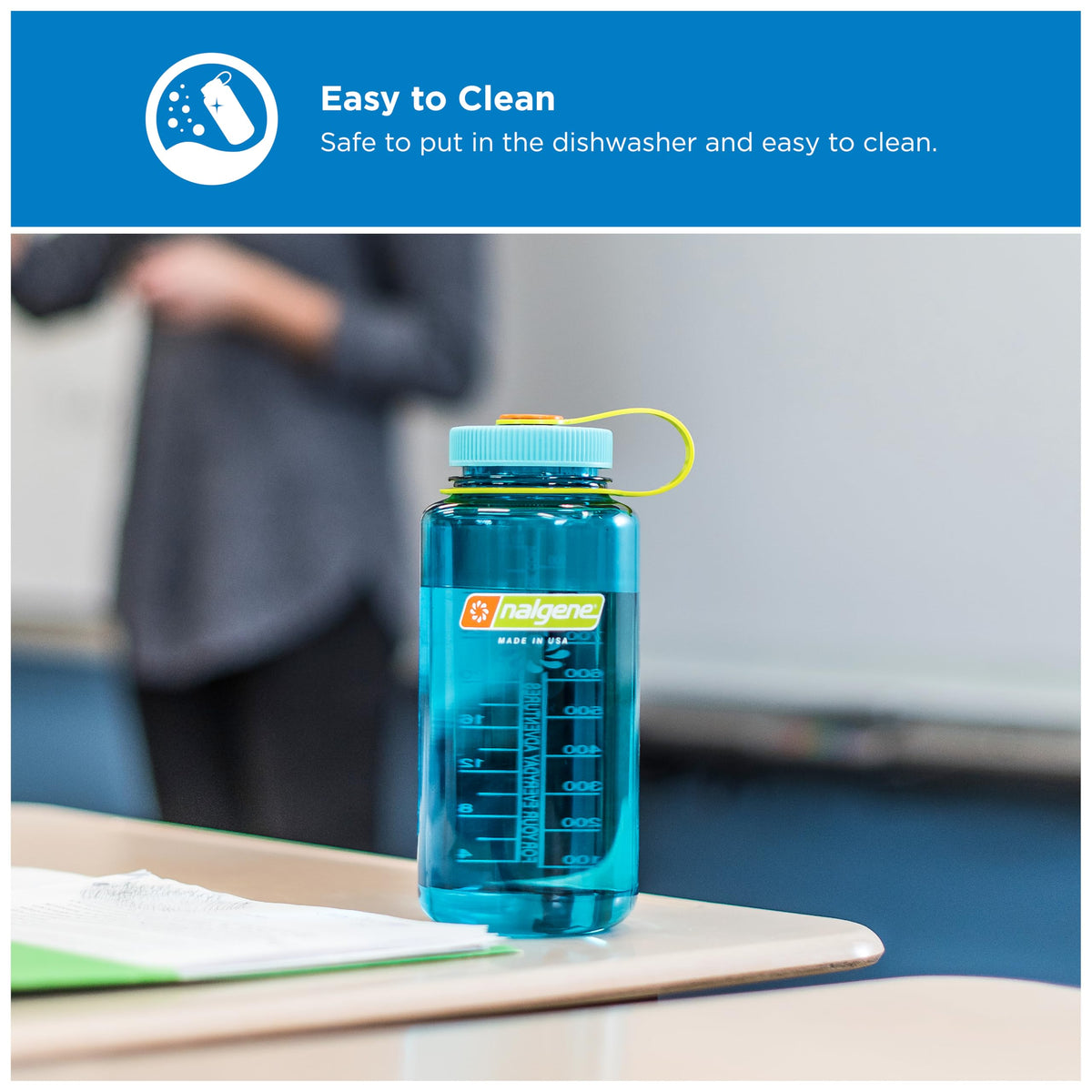 Nalgene 32 oz Wide Mouth Water Bottle BPA-Free, Durable & Leak Proof, Lightweight Bottle for Hiking & Gym, Work & Travel, Cerulean 🍁 All In One Marketplace Canada