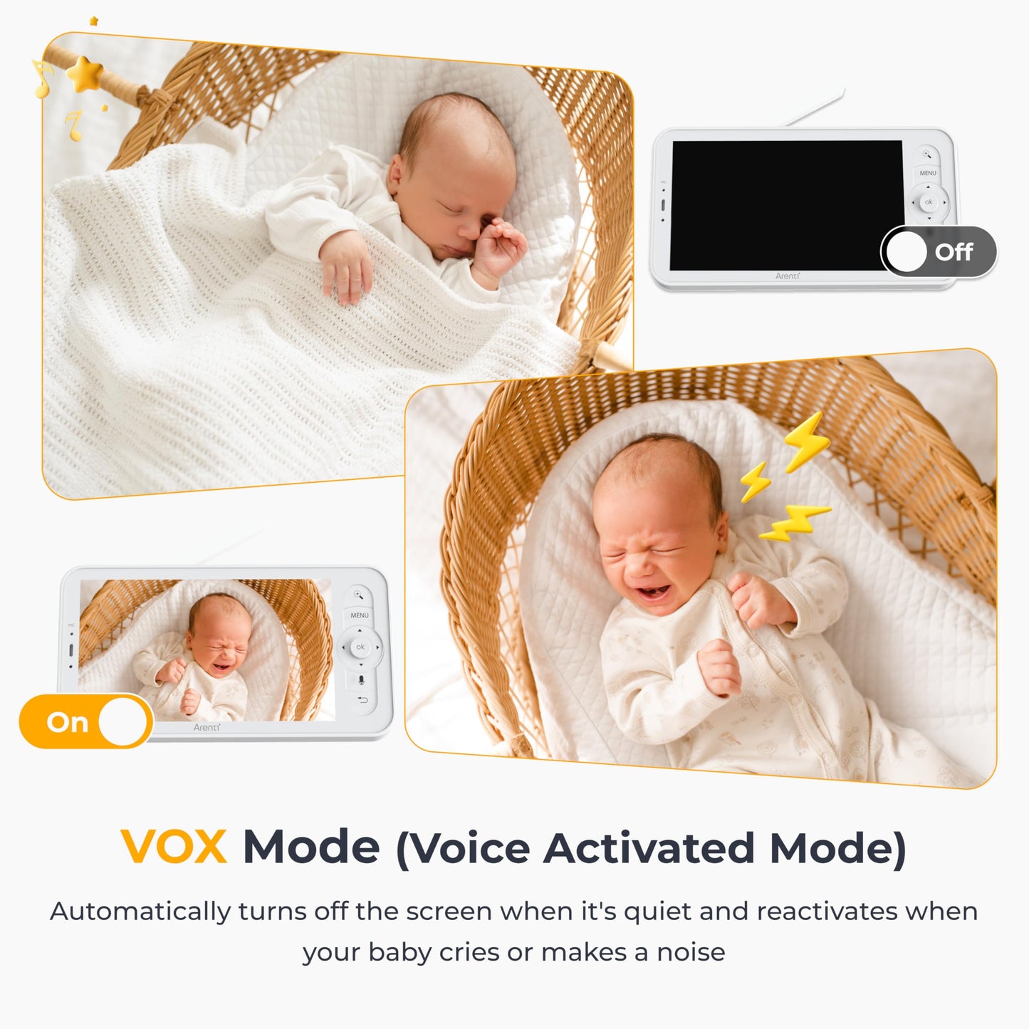 Arenti Baby Monitor 2 Cameras, Smart WiFi 6 Baby Cameras with 5-Inch Upgraded Wireless Display, 360° View, Auto-Night Vision, Temperature Sensor, Sound & Motion Detection, 2 Way Audio, VOX Mode (B2) 🍁 All In One Marketplace Canada