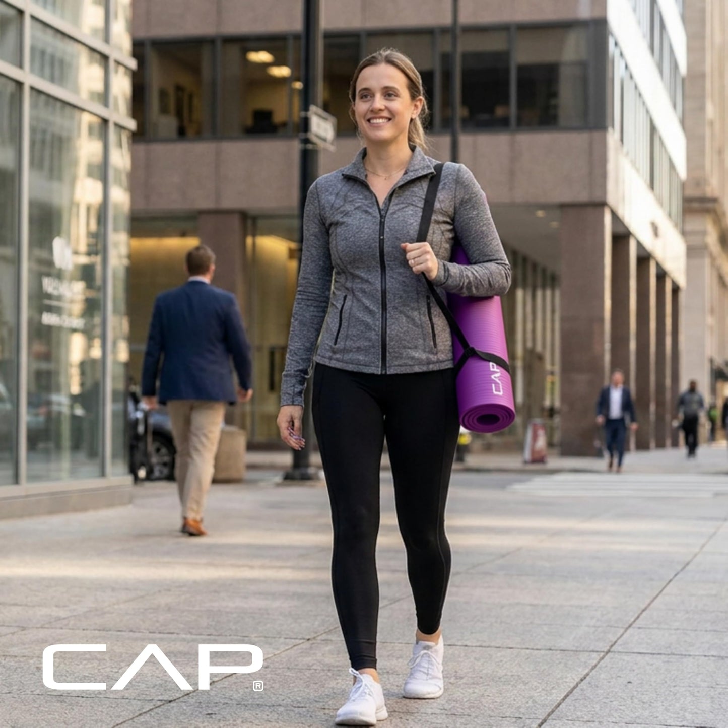 CAP Barbell Yoga Mat 1/2" Thick with Carrying Strap - High Density Exercise Mat for Yoga, Pilates, Stretching, Floor & Fitness Workouts - 68''x24''x1/2" | Black 🍁 All In One Marketplace Canada
