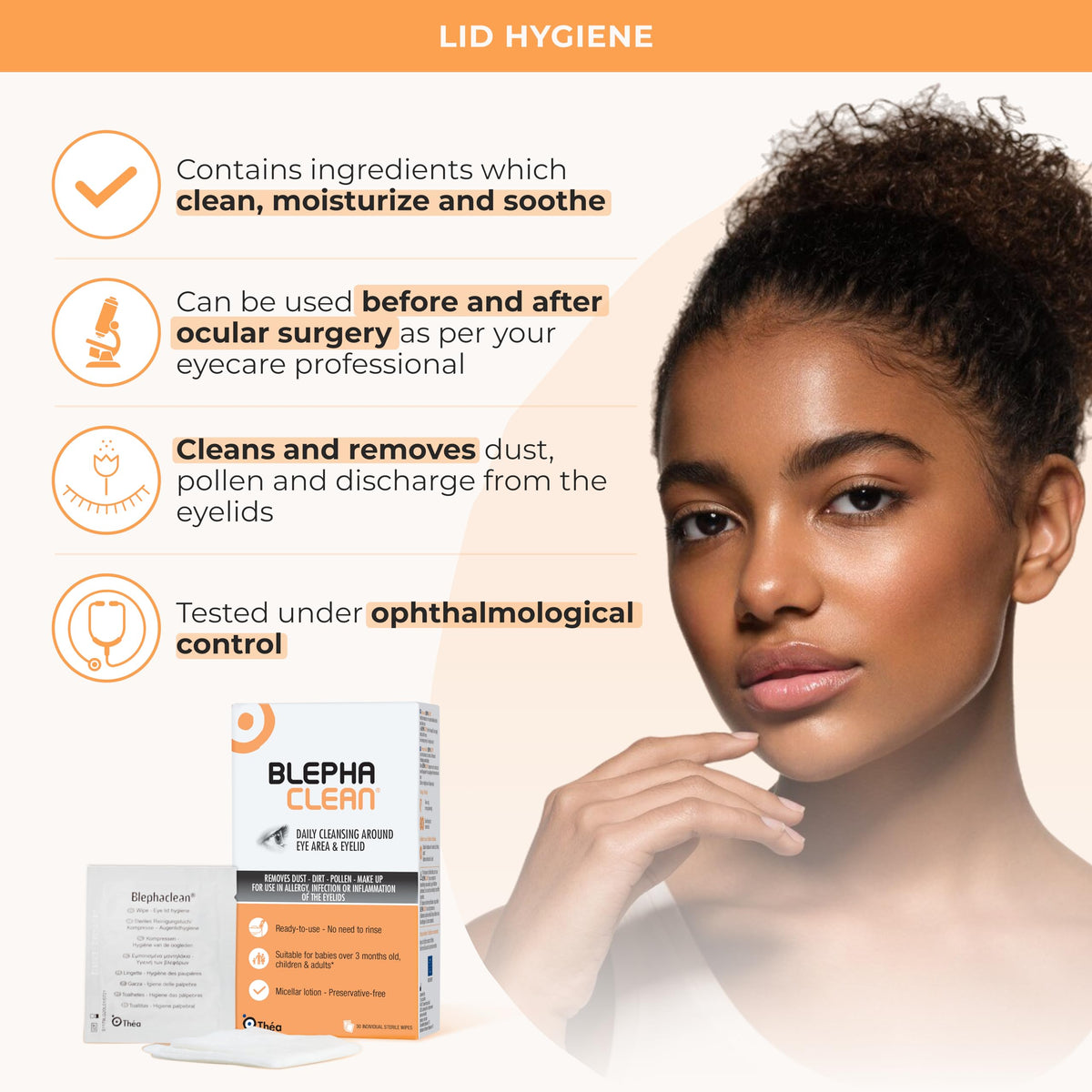 Thea Pharma BlephaClean Lid Wipes - Gentle, Sterile Ready-to-Use for Daily Lid Care, Ideal for those diagnosed with Dry Eye, including MGD & Blepharitis and Infants, Individually Wrapped - 30 Wipes 🍁 All In One Marketplace Canada