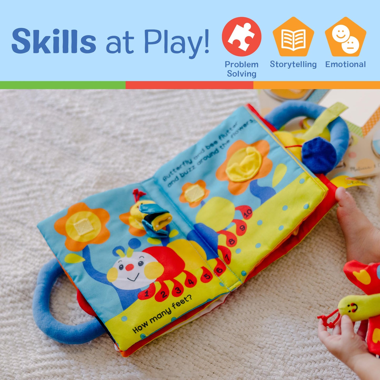 Melissa & Doug K’s Kids My First Activity Book, Soft Cloth Baby Book with Infant Toys—Puppets, Crinkles, Buttons, Buckles & Clock, Machine Washable Montessori Baby Toys for Kids 0–24 Months 🍁 All In One Marketplace Canada