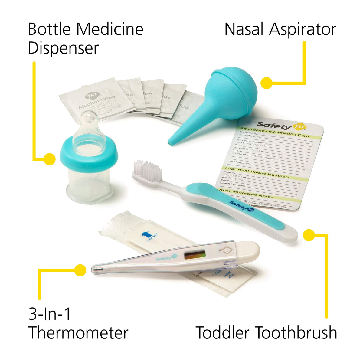 Safety 1st Deluxe Healthcare & Grooming Kit – Baby Essentials Set with 3-in-1 Thermometer, Nasal Aspirator, Nail Clippers, Medicine Dispenser, Brush & Comb, and More - Arctic Blue 🍁 All In One Marketplace Canada
