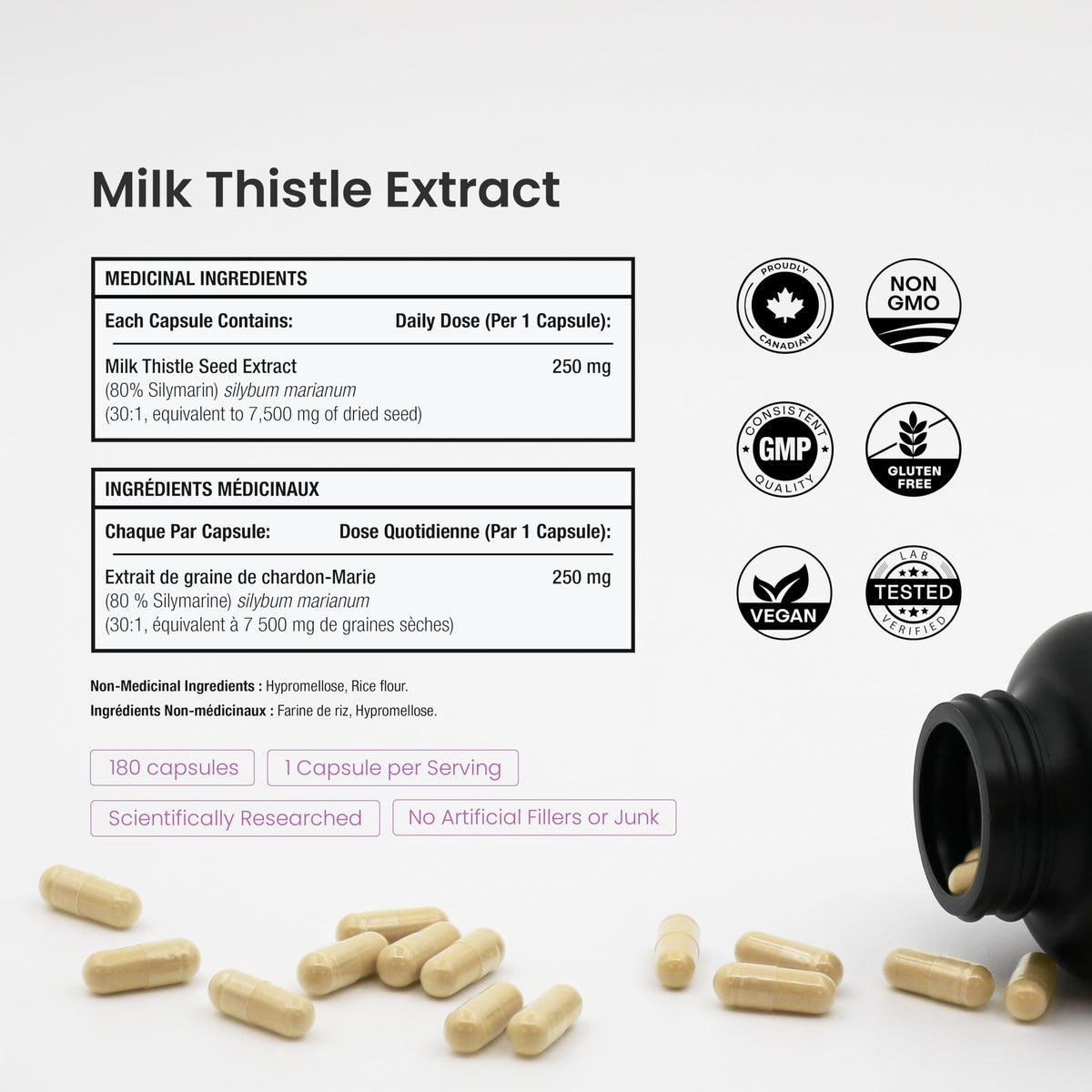 Milk Thistle Capsules – High Potency 30:1 Extract (7,500 mg Equivalent) with 80% Silymarin – Premium Liver Support Supplement for Healthy Flush & Detox – Vegan, Non-GMO – 180 Count 🍁 All In One Marketplace Canada