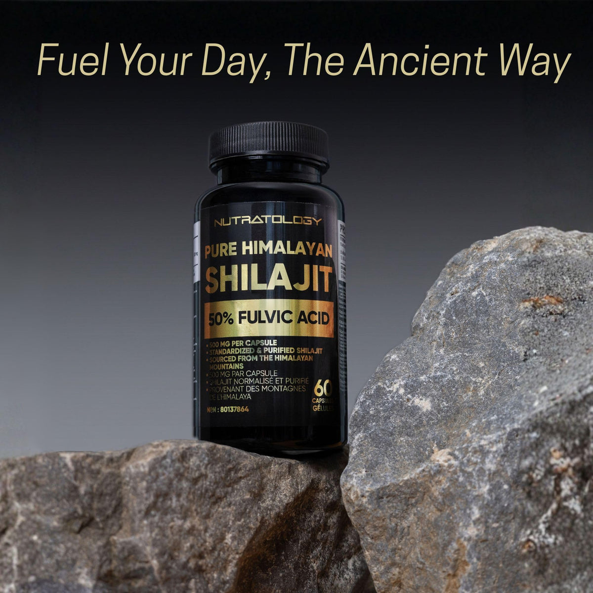Nutratology® Pure Shilajit Capsules | 50% Fulvic Acid | High Potency & Purity - Sourced from the Himalayan Mountains - Shilajit for Men & Women - 60 Count 🍁 All In One Marketplace Canada