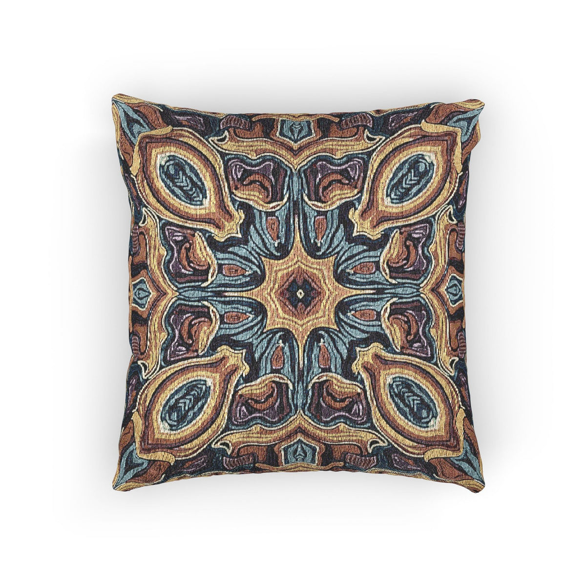 Bohemian Woven Pillow – Mosaic Medallion Decorative Throw Pillow