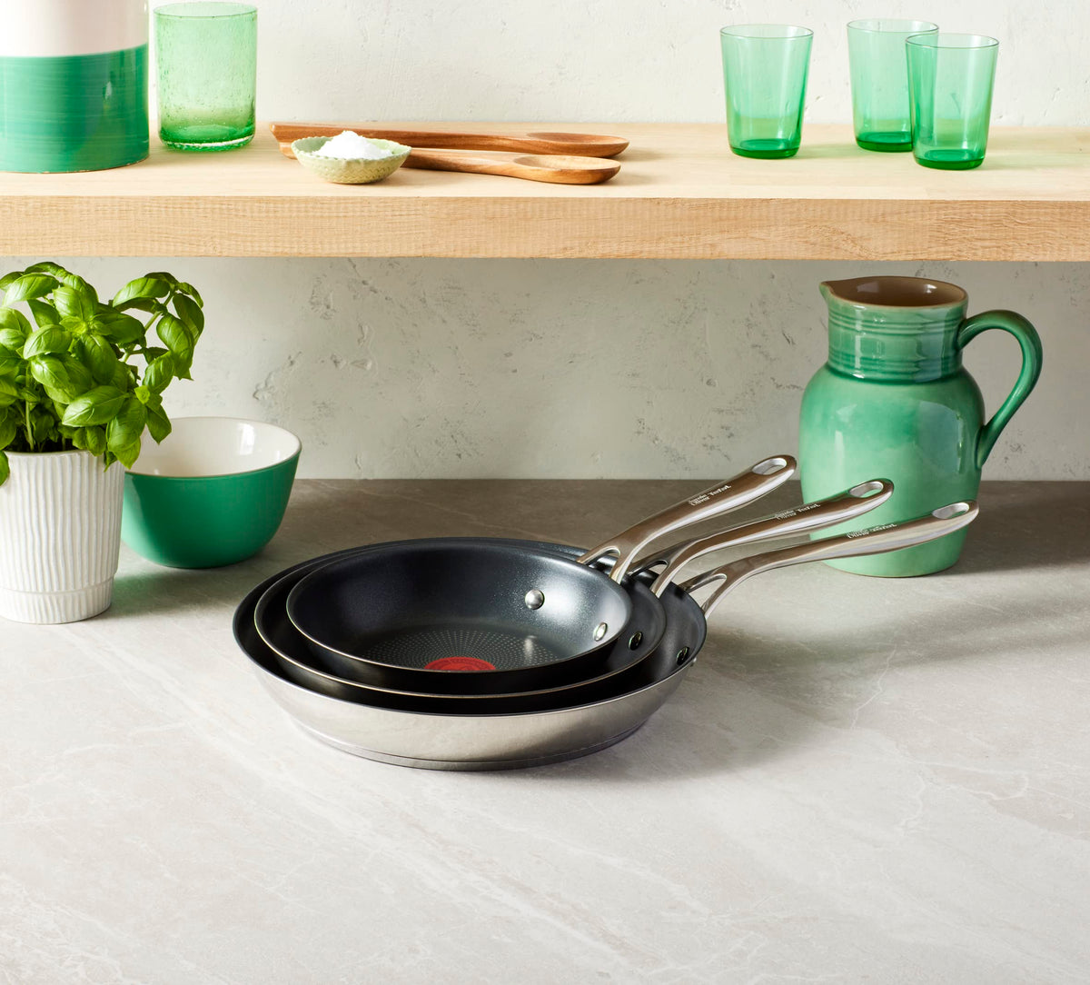 Jamie Oliver by Tefal Cooks Direct, Stainless Steel Pan Set, Frying Pans Nonstick Set 3 Pcs (20/24/28cm) (8/9/11 Inches), Induction Cookware with Even Heating 🍁 All In One Marketplace Canada