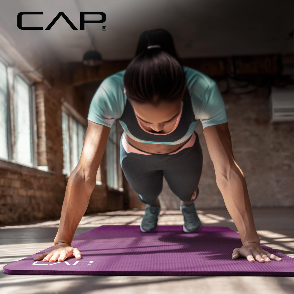 CAP Barbell High Density Exercise Yoga Mat with strap, 68"x24" 12mm - Wine 🍁 All In One Marketplace Canada