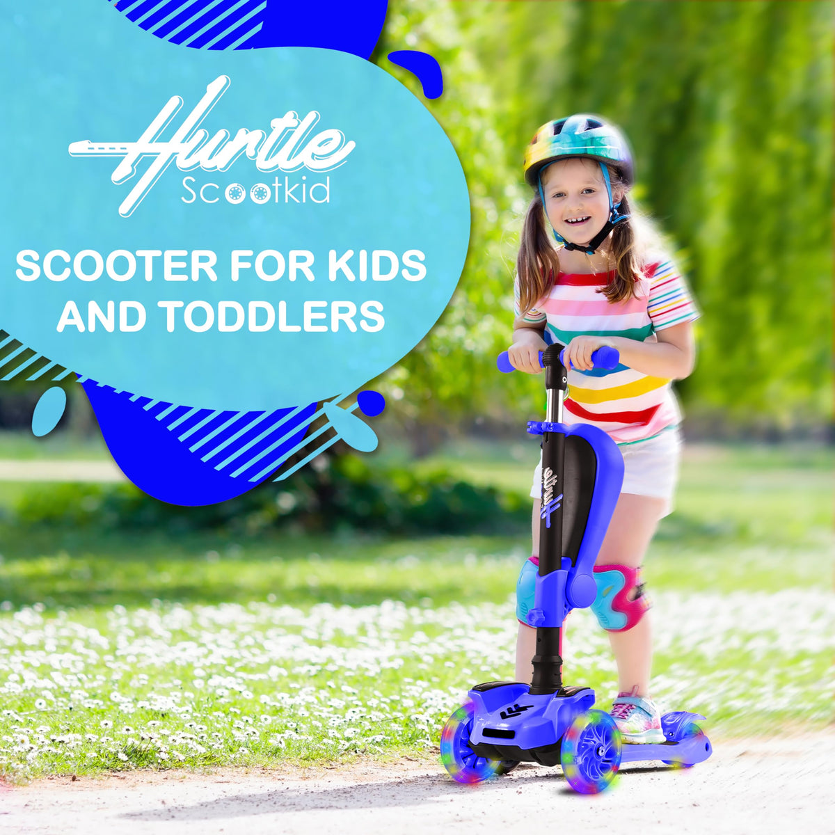 Hurtle - 3 Wheel Foldable Kick Scooter for Kids & Toddlers (Blue CA) 🍁 All In One Marketplace Canada