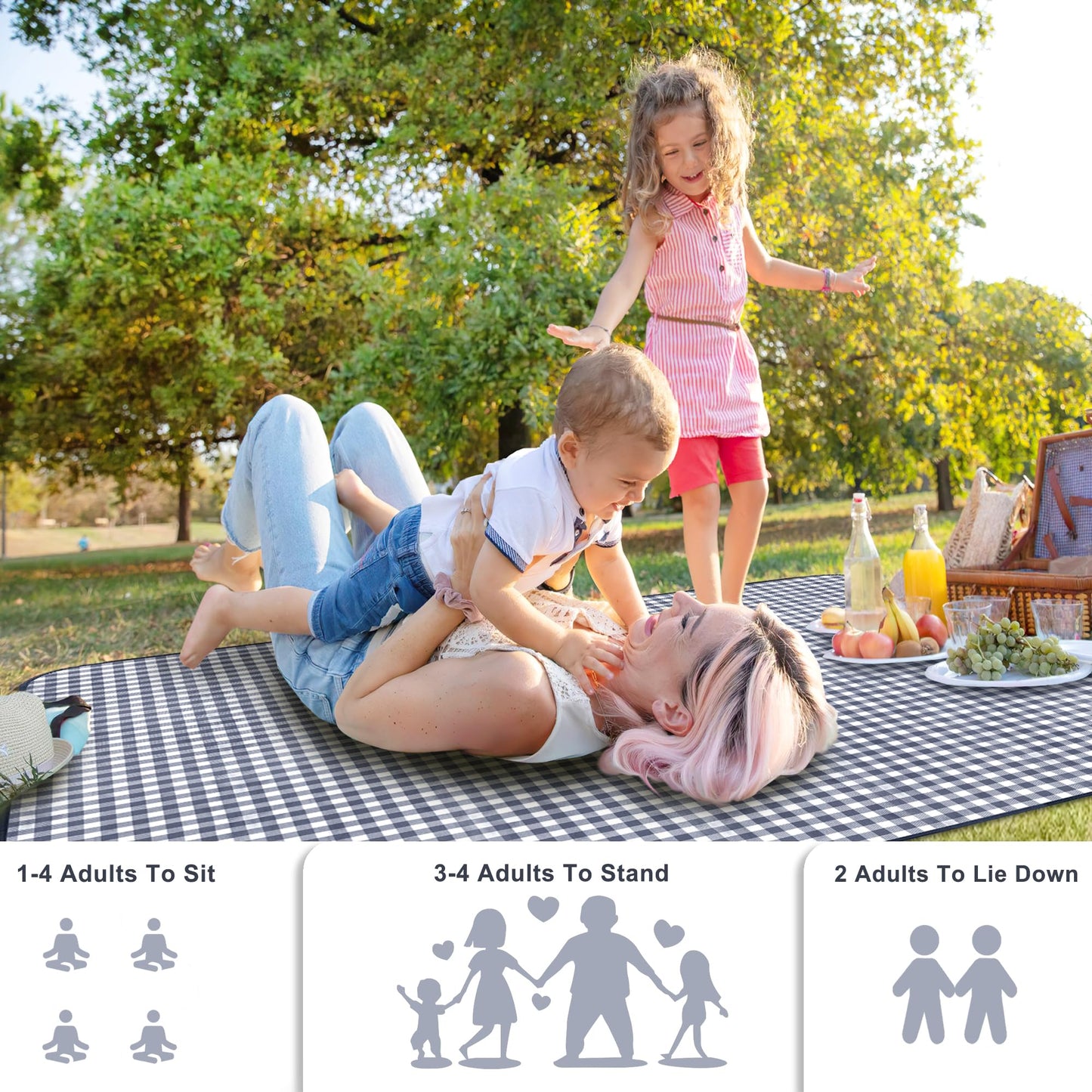 SAMSIER Large Outdoor Picnic Blankets Waterproof Foldable, Beach Blanket Sandproof Portable, Cute Picnic Mat Washable (Navy Blue, 60"×80") 🍁 All In One Marketplace Canada