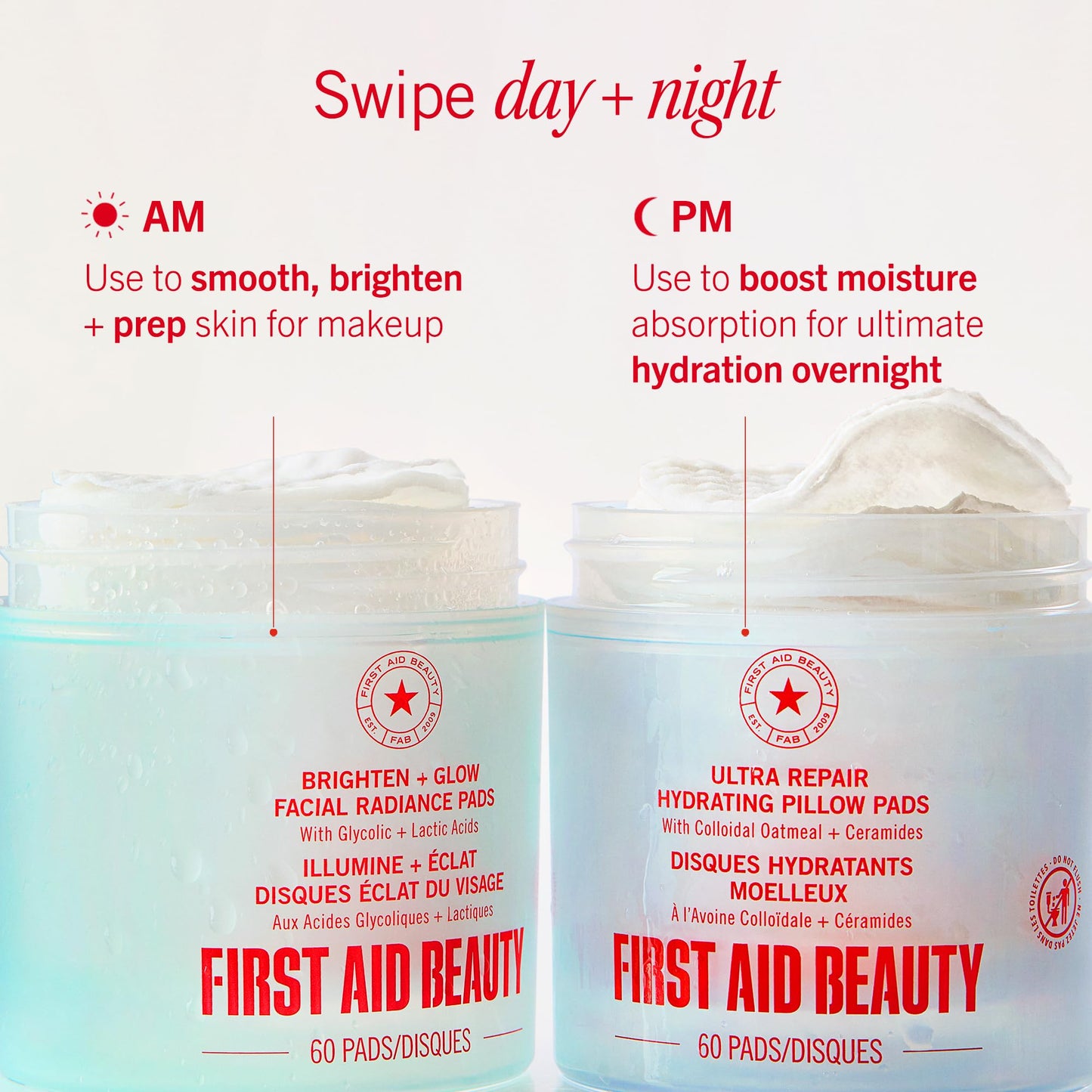 First Aid Beauty - Facial Radiance Pads with Glycolic & Lactic Acids, Daily Exfoliating Pads with AHA, Visibly Smaller Pores, Help Tone & Brighten Skin, One-Step Makeup Prep, Compostable, 28 🍁 All In One Marketplace Canada