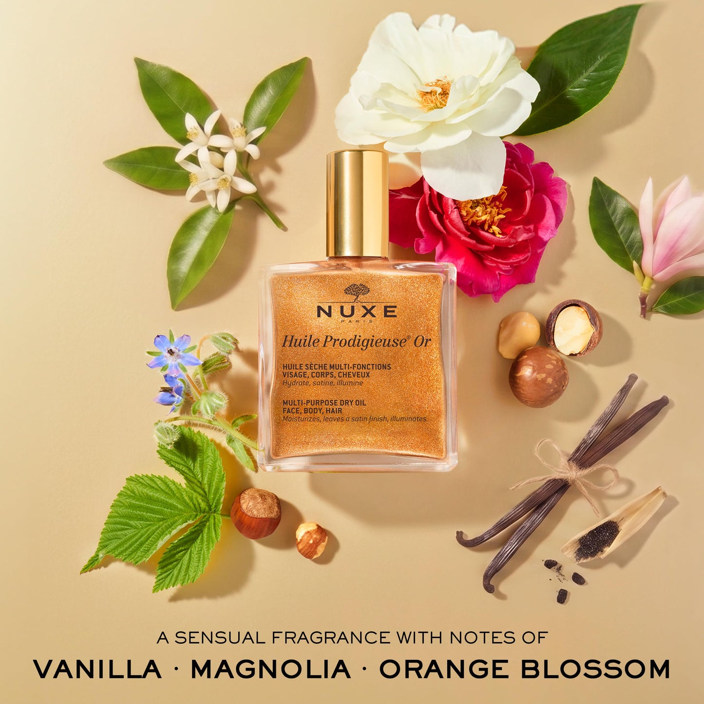 NUXE Huile Prodigieuse Shimmer Multi-Purpose Dry Oil - Luxurious Radiant Glow and Hydration for Face, Body & Hair (100 ml) 🍁 All In One Marketplace Canada
