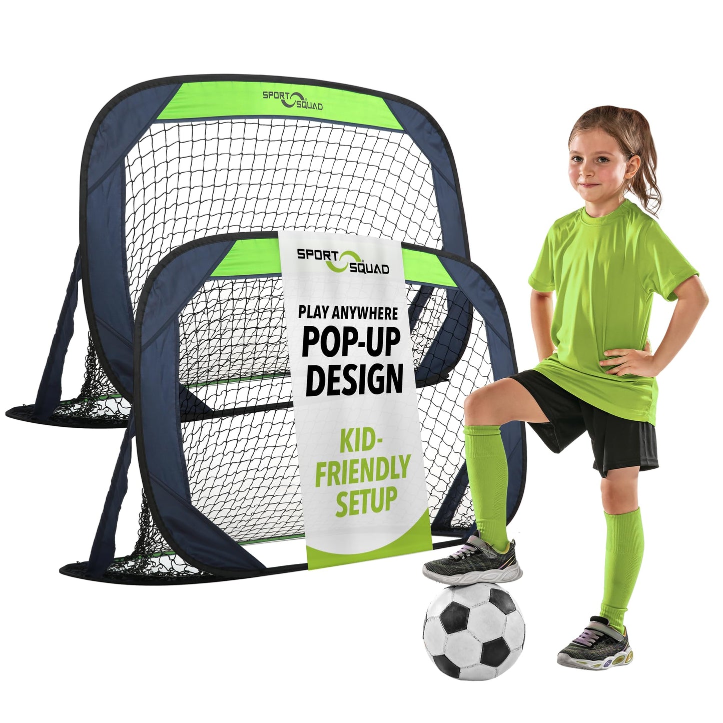 Sport Squad Portable Soccer Goal Net Set - Set of Two 4' Pop Up Training Soccer Goals with Compact Carrying Case - Easy Assembly and Compact Storage - Great for Kids and Adults 🍁 All In One Marketplace Canada