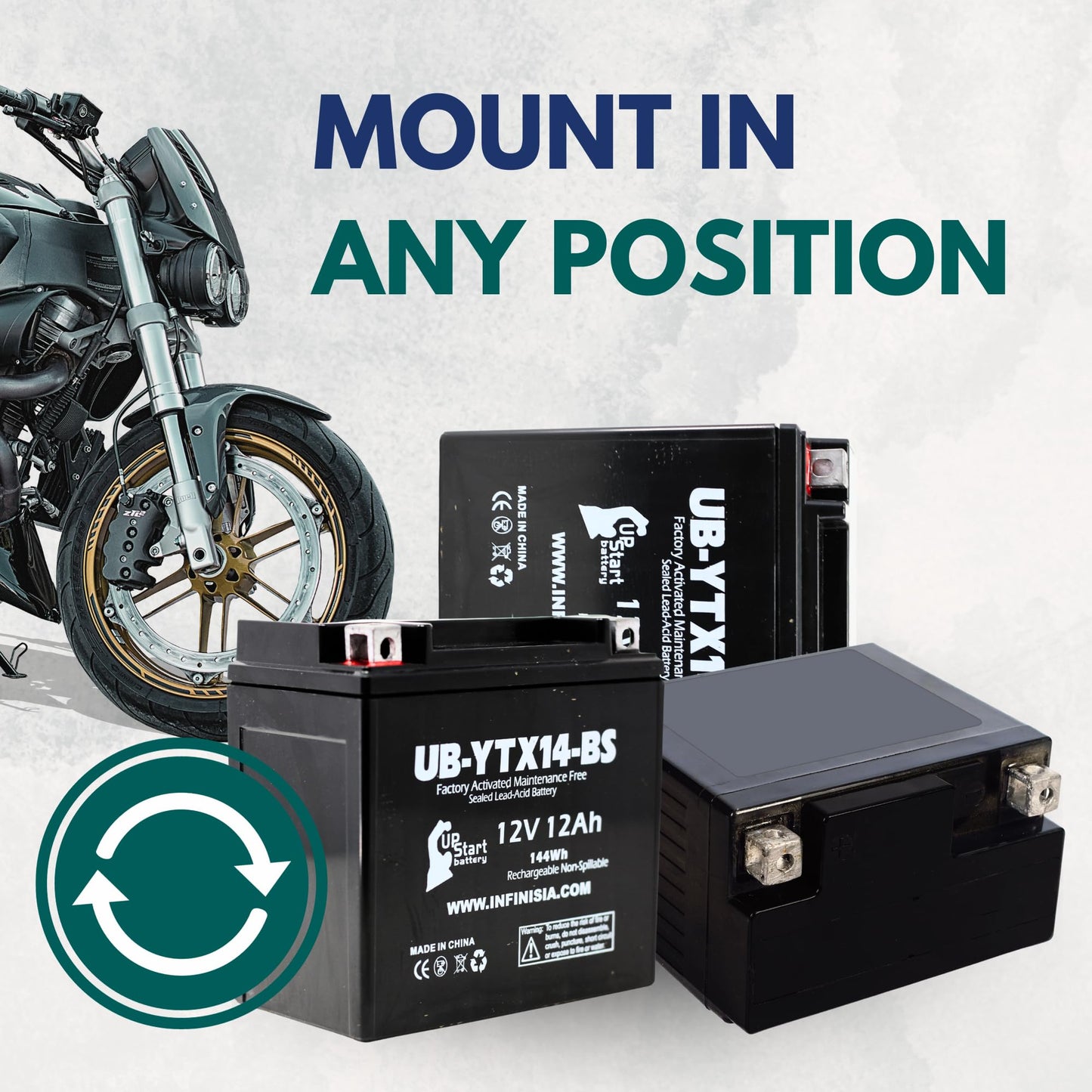 YTX14-BS Battery - Motorcycle Battery, ATV Battery 12V 12AH, UTV, 4 Wheeler, Snowmobile, Powersports Batteries - Compatible with Honda Rancher 350, Buell Blast, Yamaha - Sealed Lead Acid 12 Volt AGM 🍁 All In One Marketplace Canada