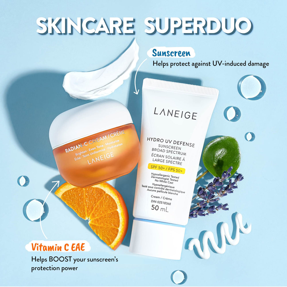 LANEIGE Hydro UV Defense Sunscreen SPF 50+: Hypoallergenic & Dermatologist-Tested Korean Broad Spectrum Sun Protection with No White Cast 🍁 All In One Marketplace Canada
