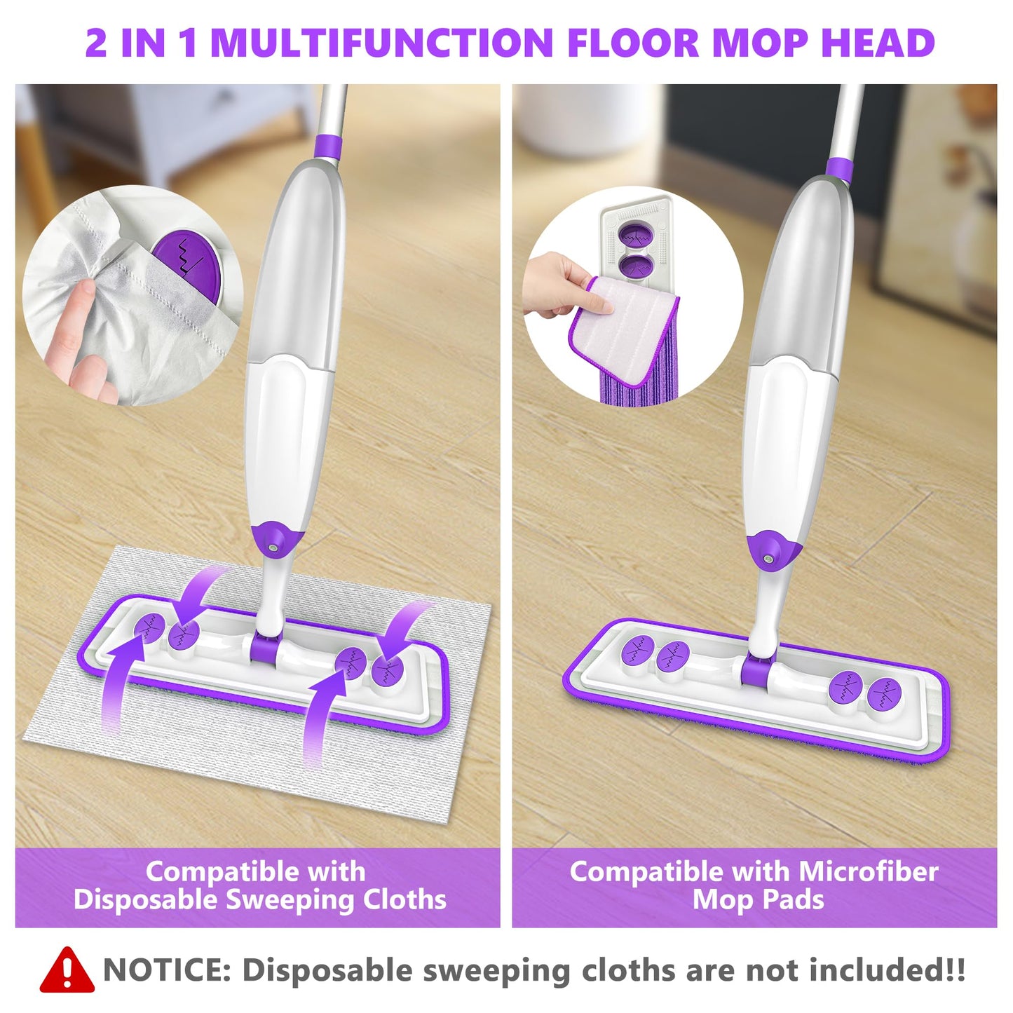 Spray Mops for Hardwood Floor Cleaning, Microfiber Flat Floor Mop with Washable Reusable Pads, Dust Wood Laminate Tile Wet Dry Mopping Head Fit for Disposable Dry Wet Sweeping Refills Cloths 🍁 All In One Marketplace Canada