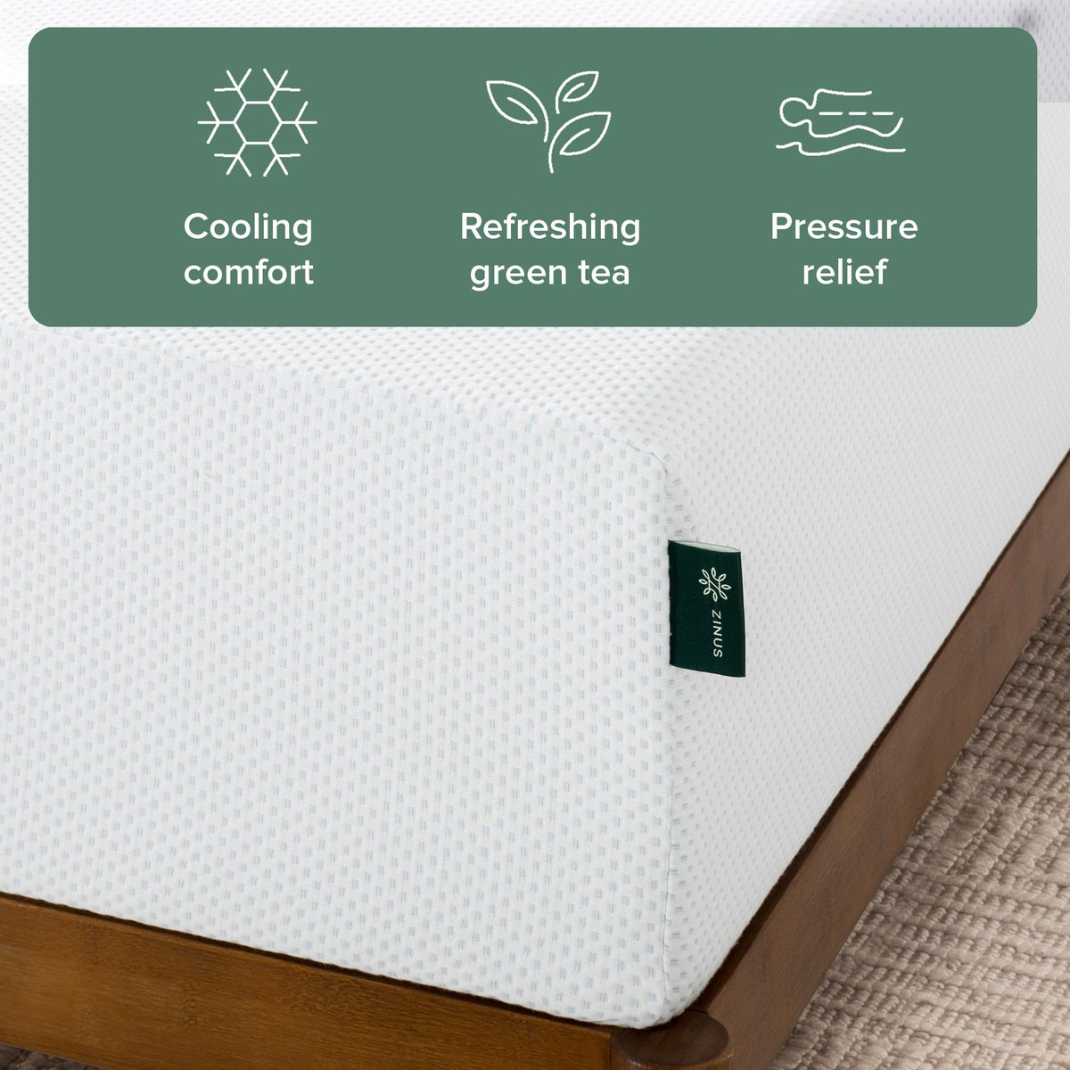 Zinus Twin Mattress - 12 Inch Green Tea Cooling Gel Memory Foam Mattress, Pressure Relief, for Cool Sleep, CertiPUR-US Certified Foam, Mattress in a Box, 10-Year Warranty, Twin Size 🍁 All In One Marketplace Canada