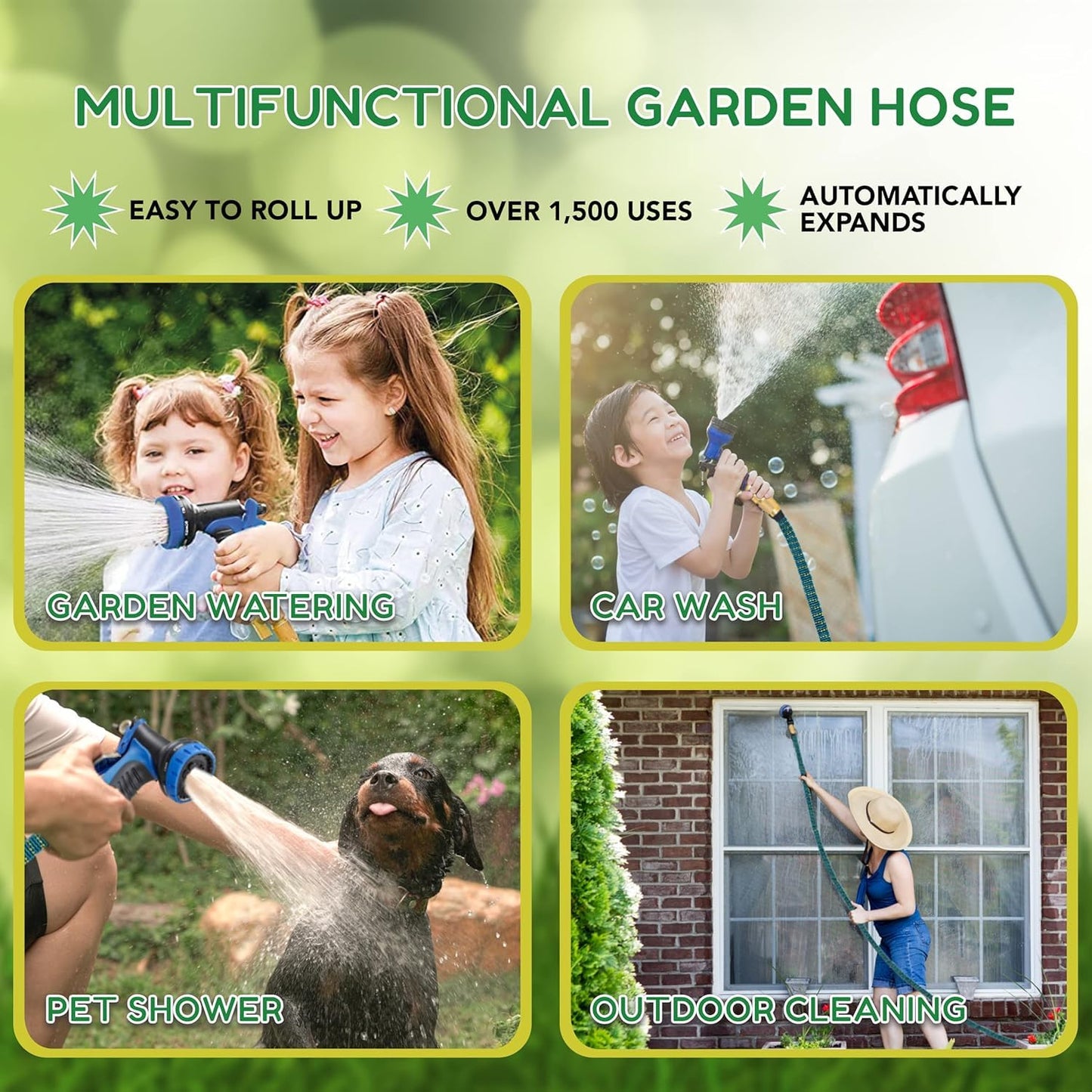 100ft Garden Hose with 10 Function Spray Nozzle, Expandable Garden Hose, 3/4" Easy Removal Solid Brass Connector, Flexible Water Hose, Extra Durable Material, Black&Blue by Luft 🍁 All In One Marketplace Canada