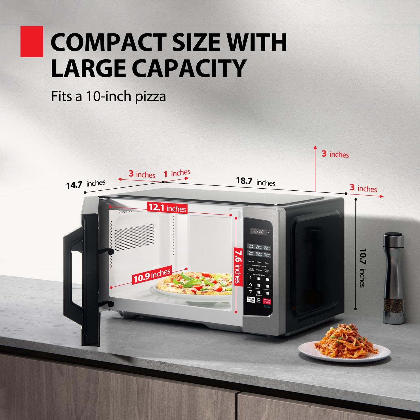 TOSHIBA ML-EM25P(SS)/CA Microwave Oven with Sound On/Off ECO Mode and LED Lighting, 0.9 Cu Ft/900W, Stainless Steel 🍁 All In One Marketplace Canada