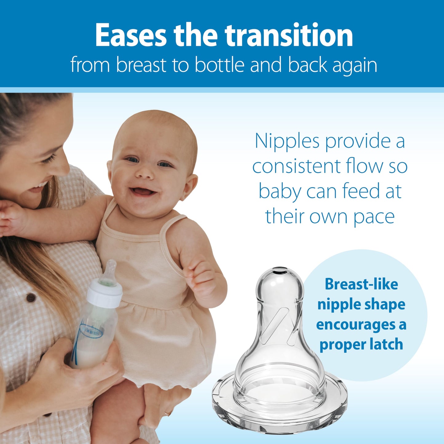 Dr. Brown's Natural Flow Anti-Colic Options+ Narrow Baby Bottle, Blue Nature, 8 oz/250 mL, with Level 1 Slow Flow Nipples, 0m+, 4 count (Pack of 1) 🍁 All In One Marketplace Canada