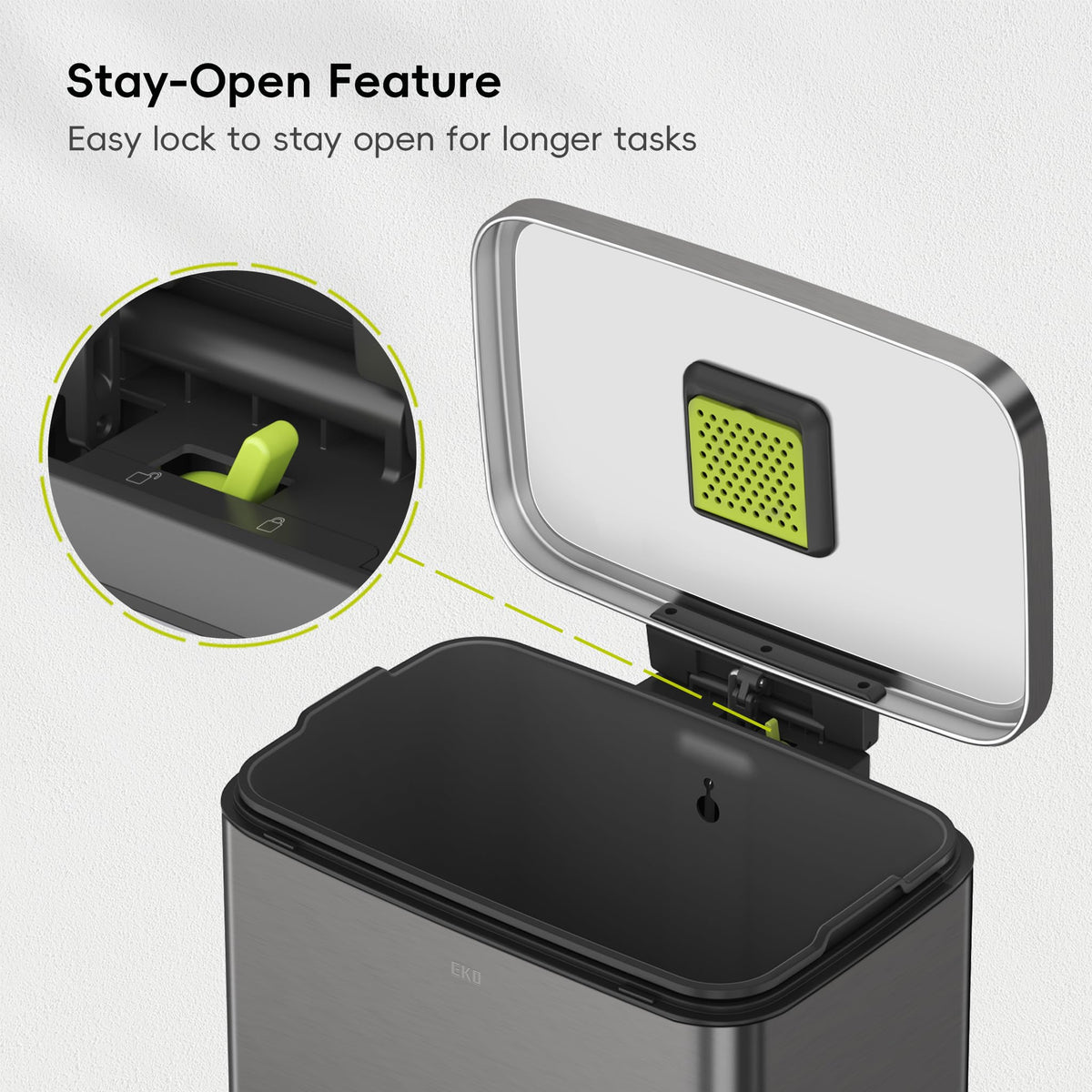 EKO Madison Gunmetal Steel 50 Liter/13.2 Gallon Step Trash Can with Inner Liner - Fingerprint Resistant Finish 🍁 All In One Marketplace Canada