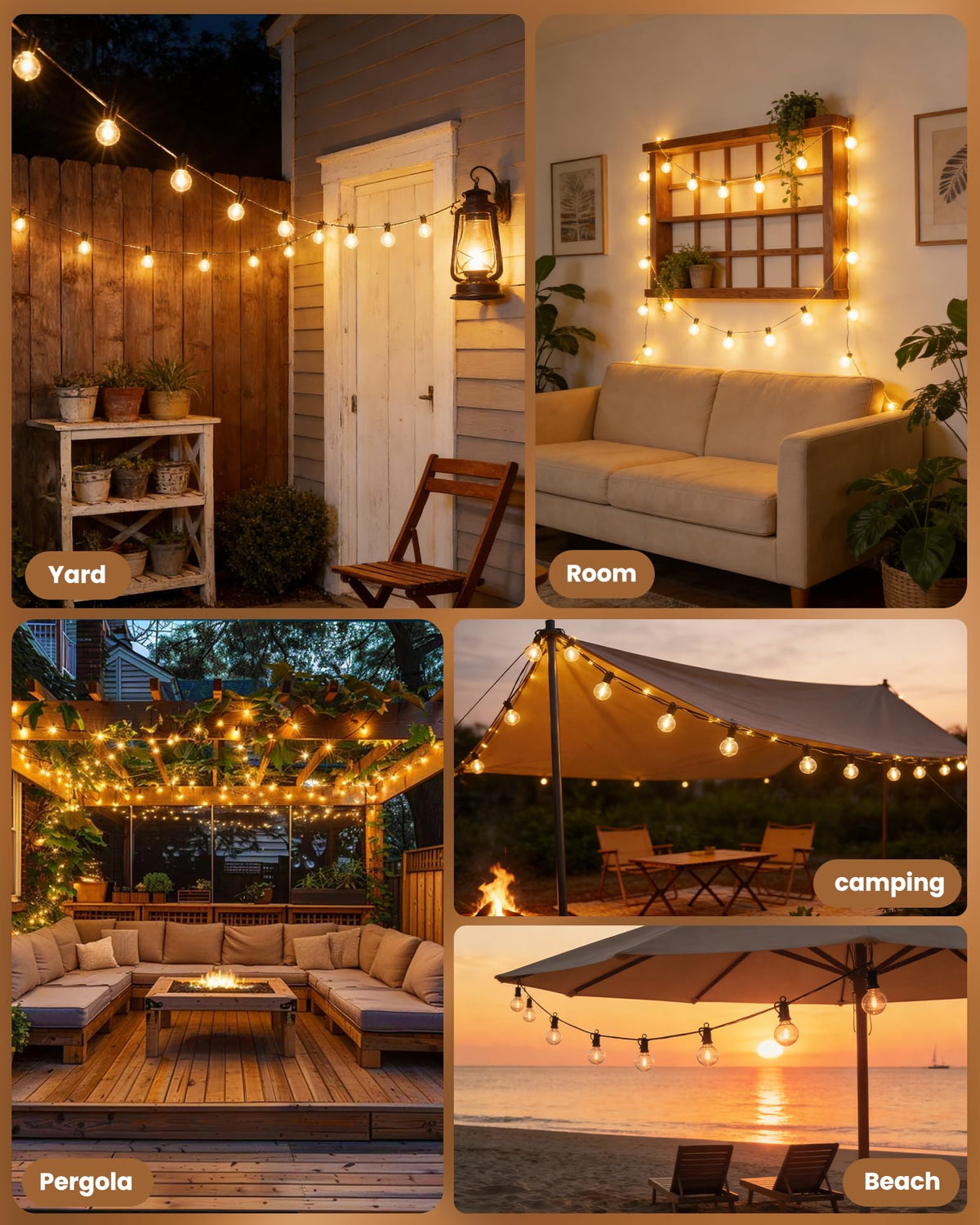 Outdoor String Lights 25 Feet G40 Globe LEDs Patio Lights with 13 Edison LED Bulbs(1 Spare), Waterproof Connectable Hanging Light for Backyard Porch Balcony Party Decor, E12 Socket Base, Black 🍁 All In One Marketplace Canada