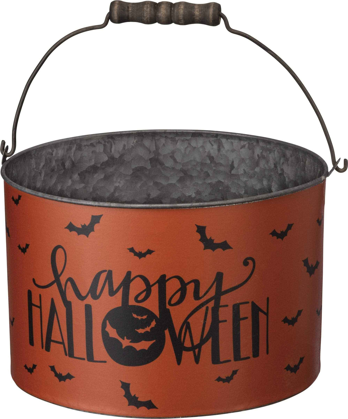 Primitives by Kathy Halloween Metal Buckets, Set of 2, Trick or Treat, Happy Halloween