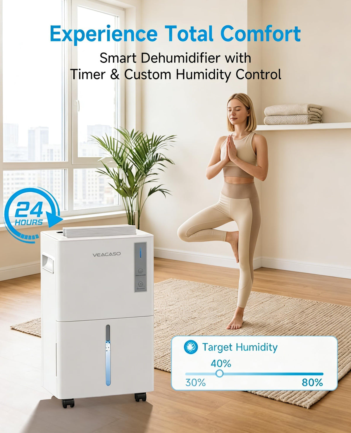 VEAGASO 1500 Sq.Ft Dehumidifier, 21 Pints Dehumidifiers for Basemens with Drain Hose & Humidity Control, Quiet Operation Dehumidifiers for Home, RV, Bathroom, Bedroom - 3 Modes & 24H Timer 🍁 All In One Marketplace Canada