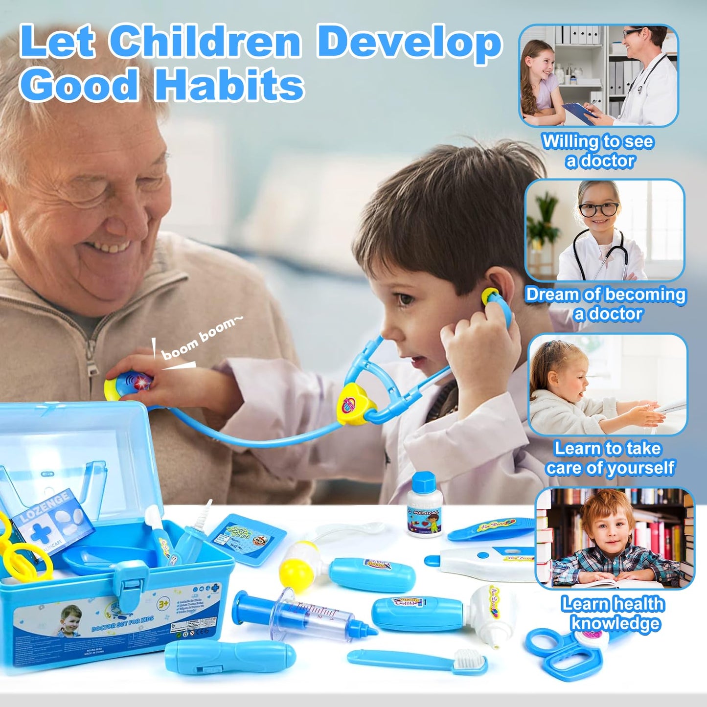 Doctor Kit Kids Toys for 2 3 4 Year Old Girl Boys, Dentist Kit Pretend Play Costume Dress Up Game Medical Kit Educational Toddler Toys for 2 3 4 5 6 + Year Old Boys Girls Birthday Gifts 🍁 All In One Marketplace Canada