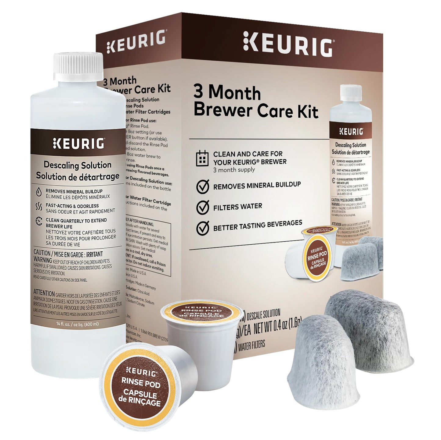 Keurig 3-Month Brewer Maintenance Kit, Includes Descaling Solution, Water Filter Cartridges & Rinse Pods, 7 Count 🍁 All In One Marketplace Canada