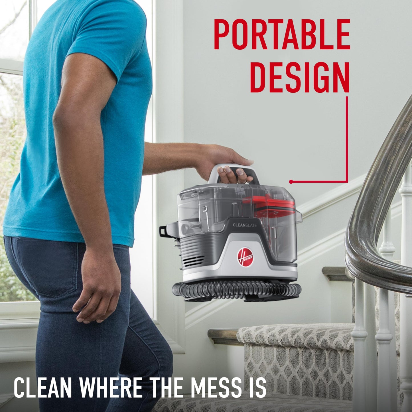 Hoover CleanSlate FH14000V Portable Carpet and Upholstery Spot Cleaner Machine with Dual Tank Technology, 40 oz Capacity, 7 Inch WidePath Tool, Pet Stain Remover, Red 🍁 All In One Marketplace Canada