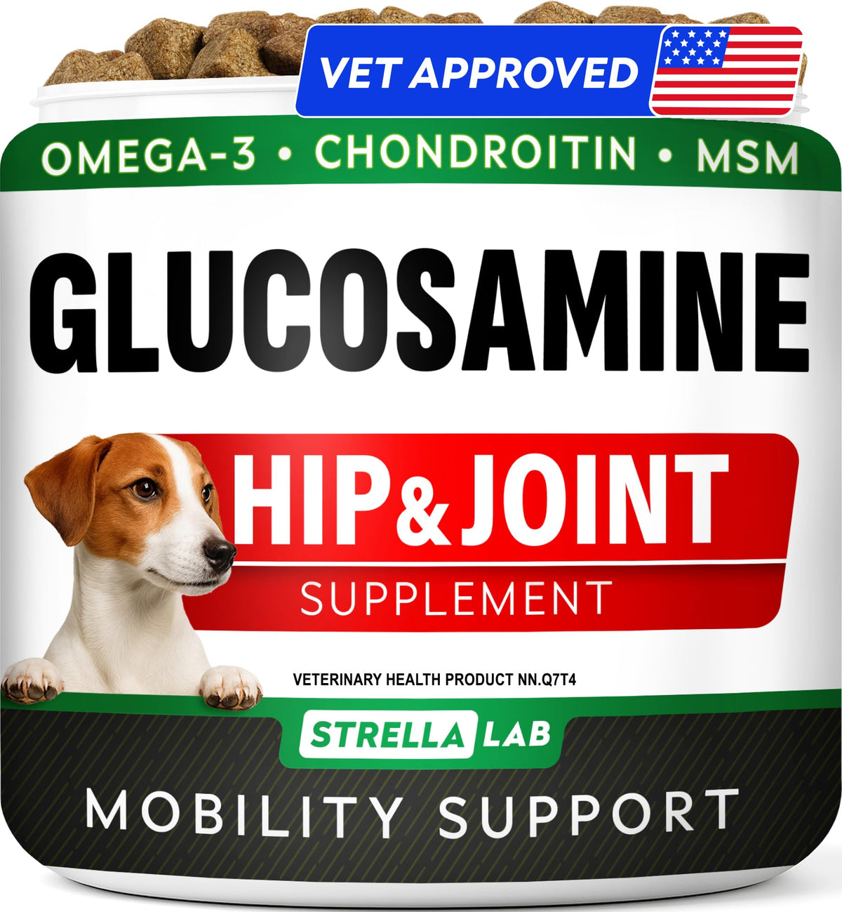 Glucosamine for Dogs w/Chondroitin - Hip & Joint Supplement for Dogs - MSM, Omega to Improve Mobility & Energy - Natural Joint Pain Relief - 120 Chews (Chicken) 🍁 All In One Marketplace Canada