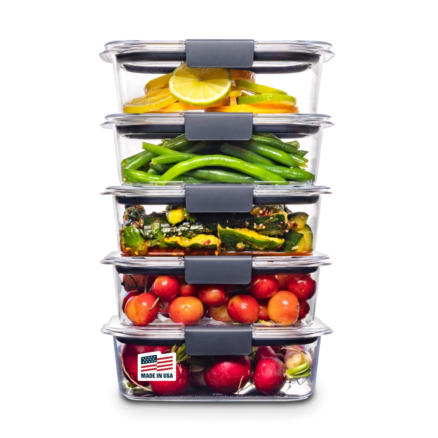 Rubbermaid 10-Piece Brilliance Food Storage Containers with Lids for Lunch, Meal Prep, and Leftovers, Dishwasher Safe, 3.2-Cup, Clear/Grey 🍁 All In One Marketplace Canada