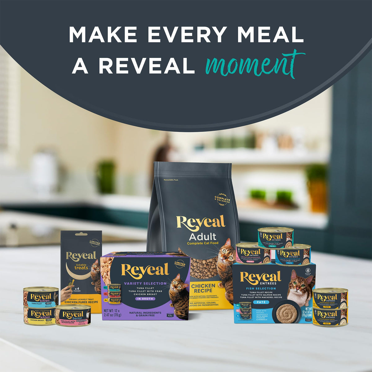 Reveal Natural Wet Cat Food in Broth, Limited Ingredient Grain Free Canned Cat Food, Protein with No Artificial Additives, Fish Variety in Broth (12 x 2.47 oz Cans) 🍁 All In One Marketplace Canada