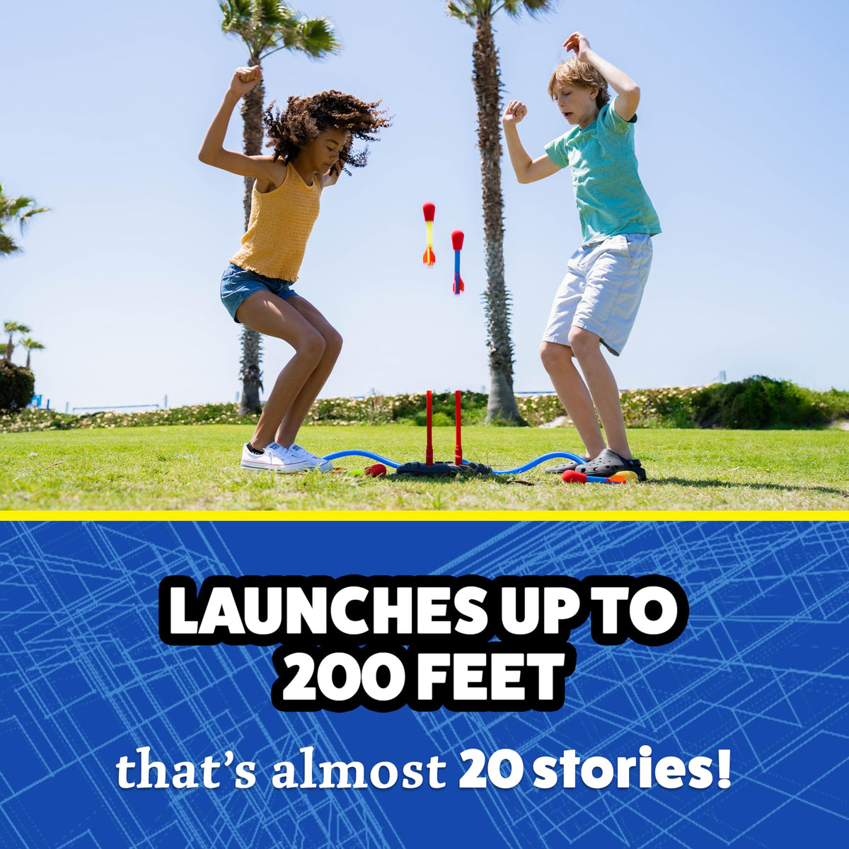The Original Stomp Rocket Dueling Rockets Launcher, 4 Rockets and Toy Rocket Launcher - Outdoor Rocket STEM Gift for Boys and Girls Ages 6 Years and Up - Great for Outdoor Play 🍁 All In One Marketplace Canada