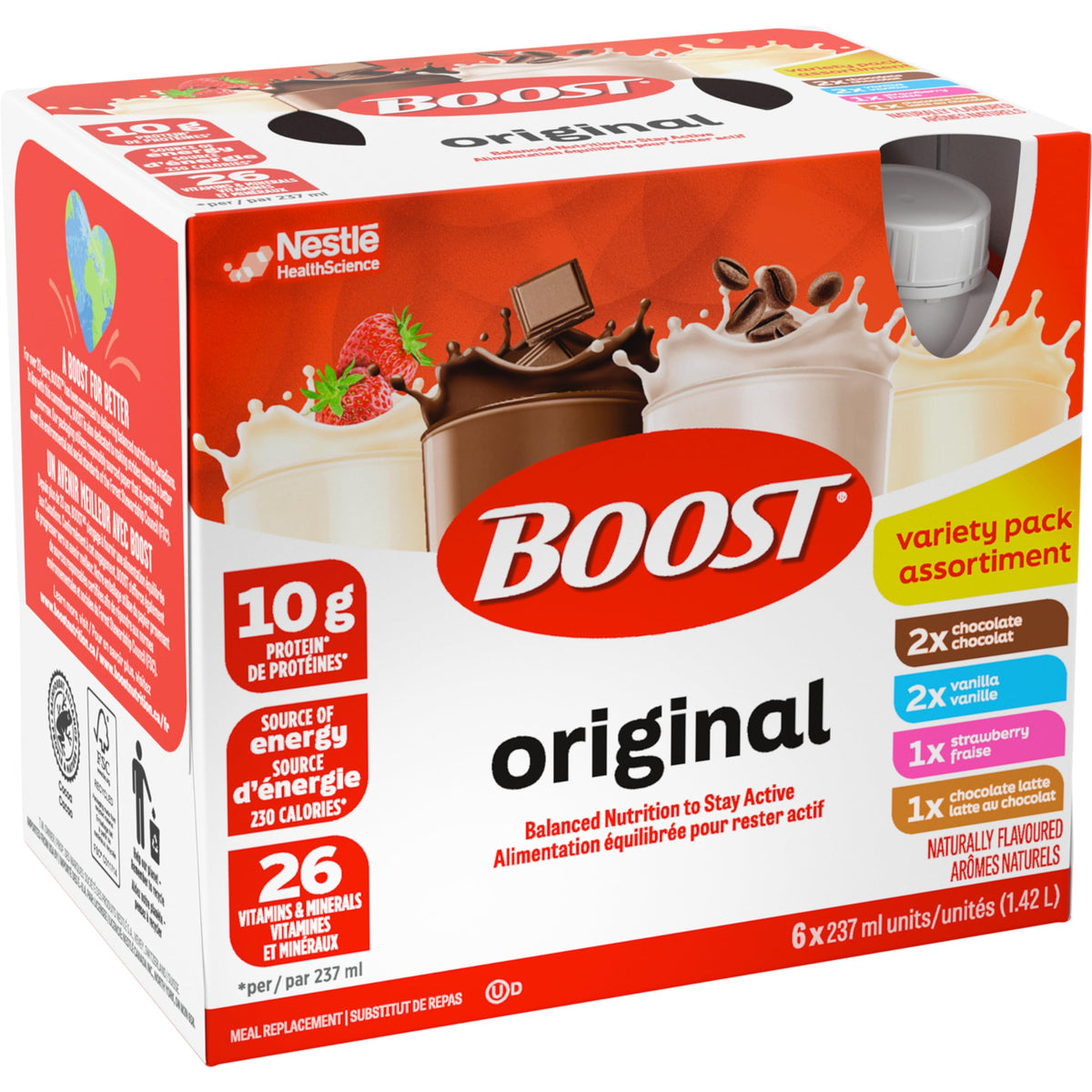 BOOST Original Meal Replacement Drink, 6x237ml Variety Pack, Case Pack of 4, Packaging May Vary 🍁 All In One Marketplace Canada