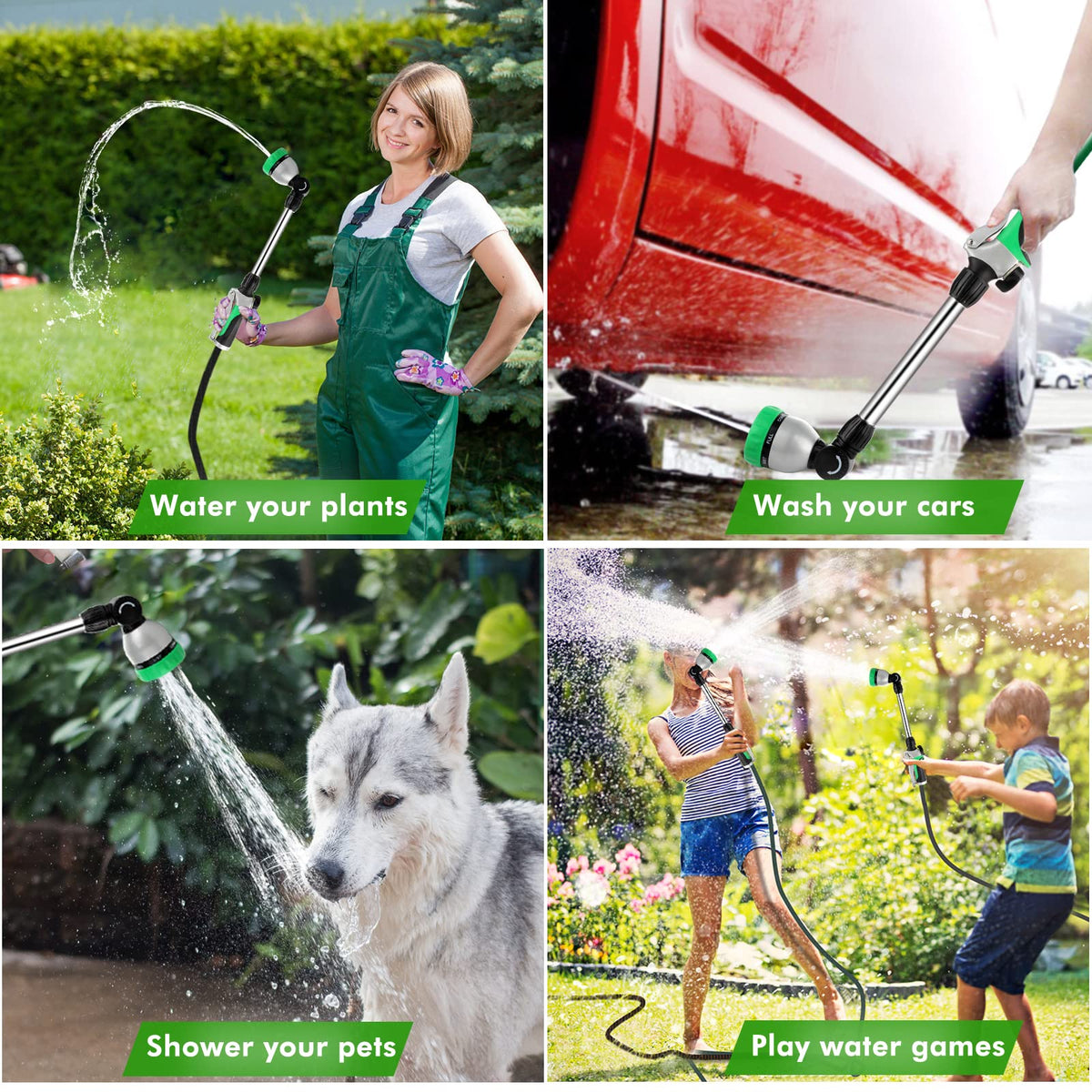 RESTMO Metal Watering Wand, Heavy Duty Garden Hose Wand with 180° Swivel Ratcheting Head, 16-Inch Hose Nozzle Sprayer with 7 Spray Patterns and Flow Control, Ideal to Water Hanging Baskets and Shrubs 🍁 All In One Marketplace Canada