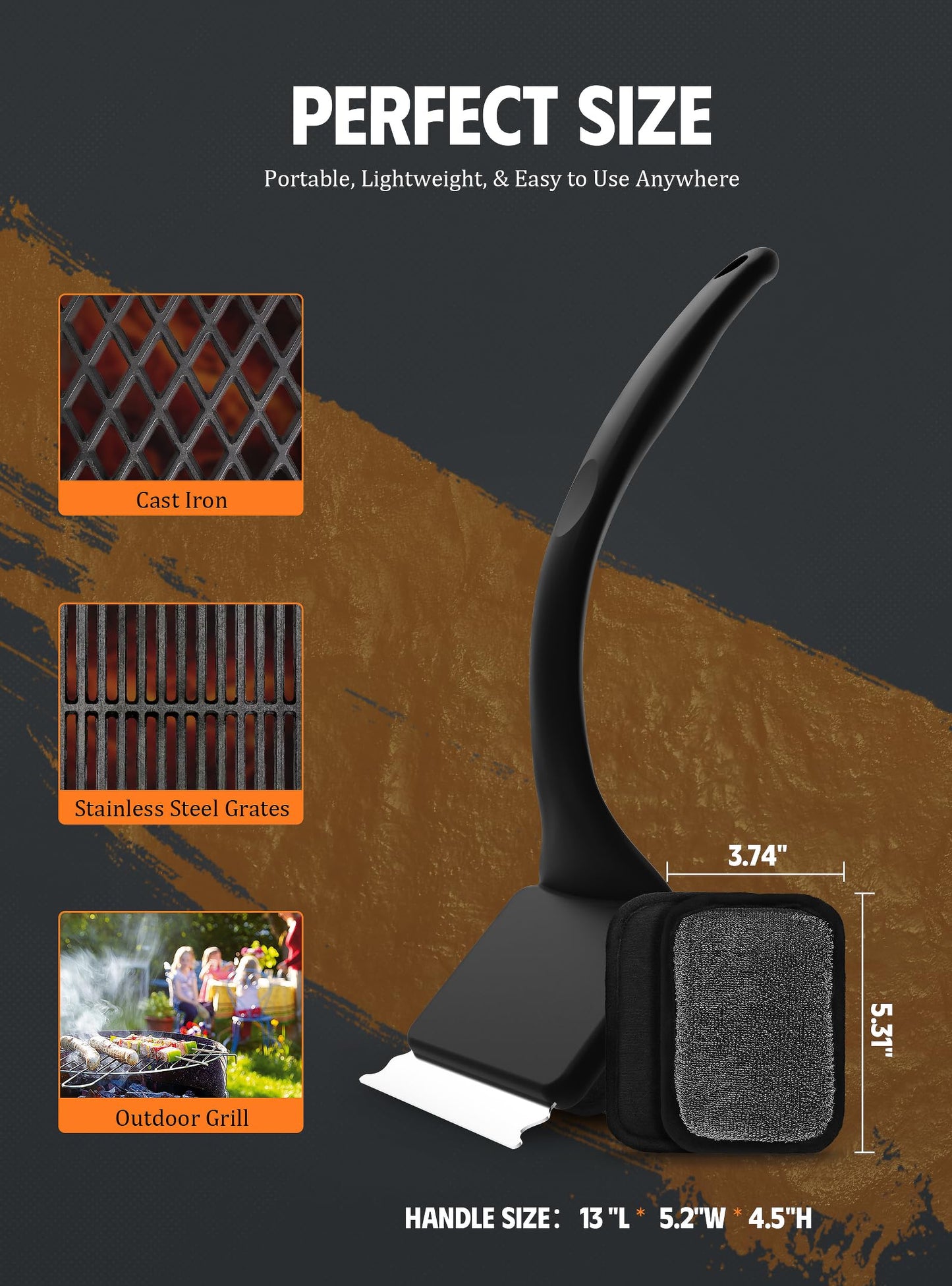 MEKER Grill Brush Bristle Free, Grill Cleaner Brush with 5 BBQ Replacement Head for Cast Iron, Stainless Steel Grates, Safe Grill Scraper Outdoor BBQ Grill, Black 🍁 All In One Marketplace Canada