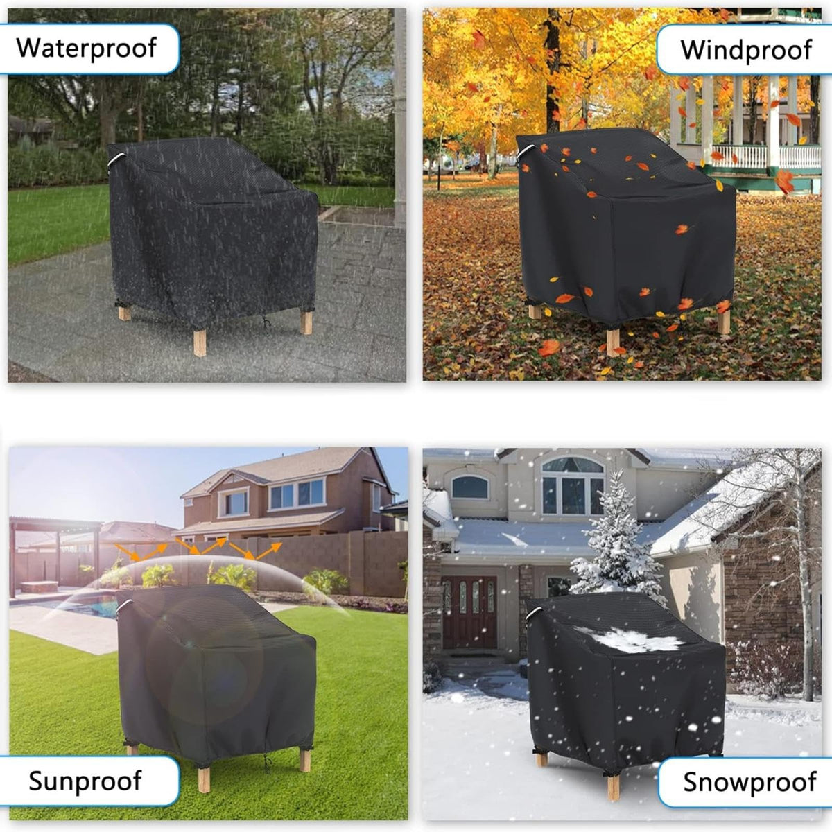 Gasadar Patio Chair Cover-2 Pack, Heavy Duty Waterproof UV Resistant Anti-Fading Chair Covers for Lawn Outdoor Furniture Chairs,33"W x 34"D x 31.1"H 🍁 All In One Marketplace Canada